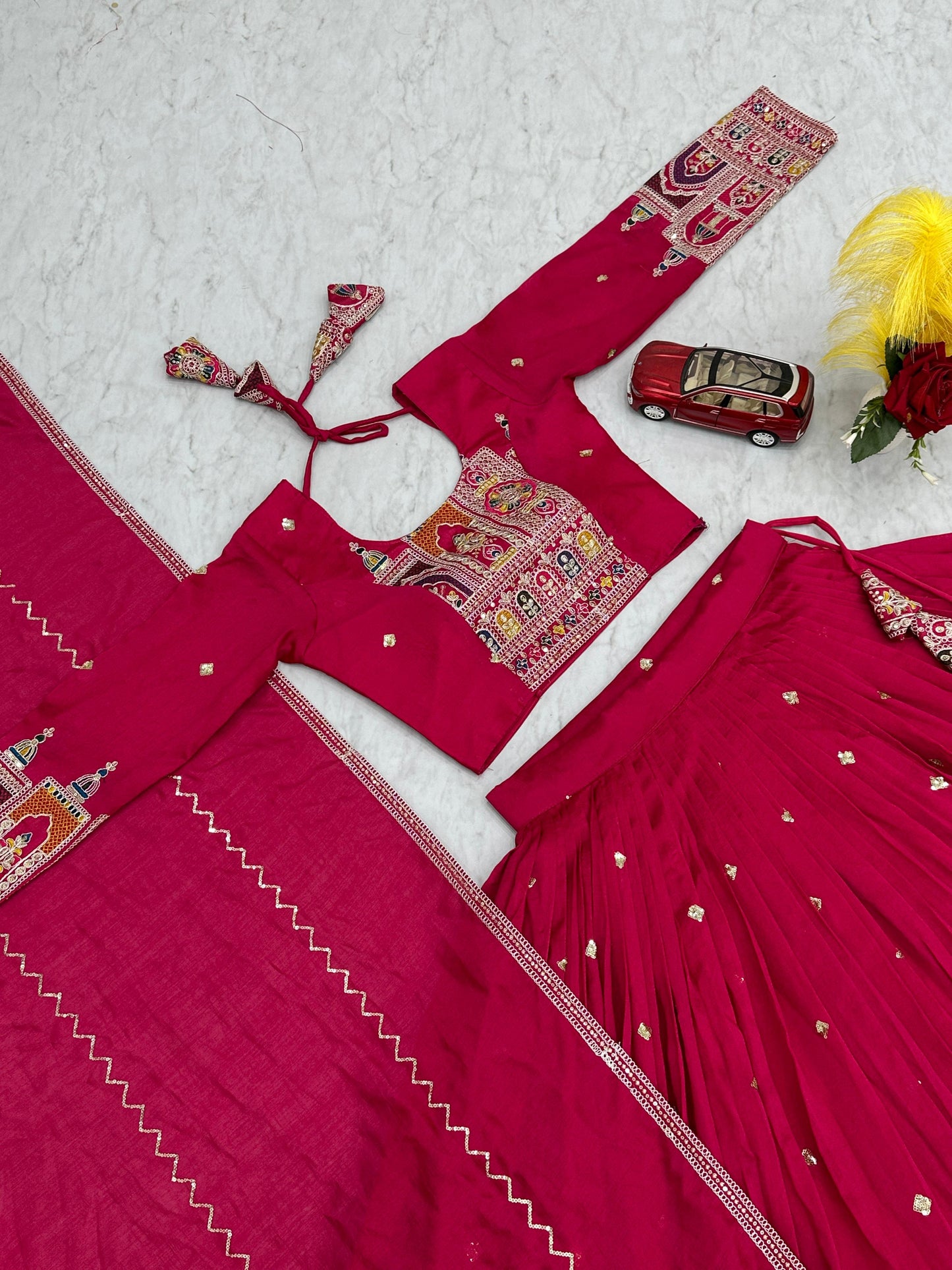 Designer Thread Embroidery Heavy Sequins Work Lehenga Choli With Dupatta