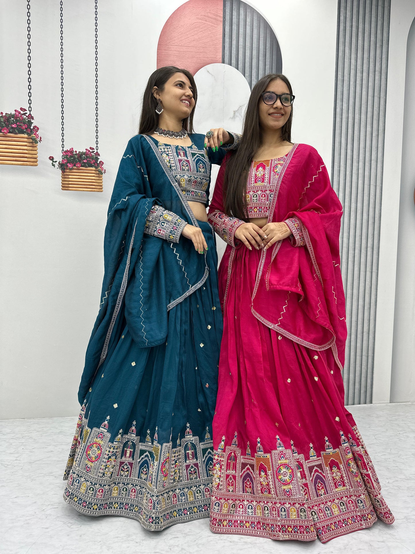 Designer Thread Embroidery Heavy Sequins Work Lehenga Choli With Dupatta