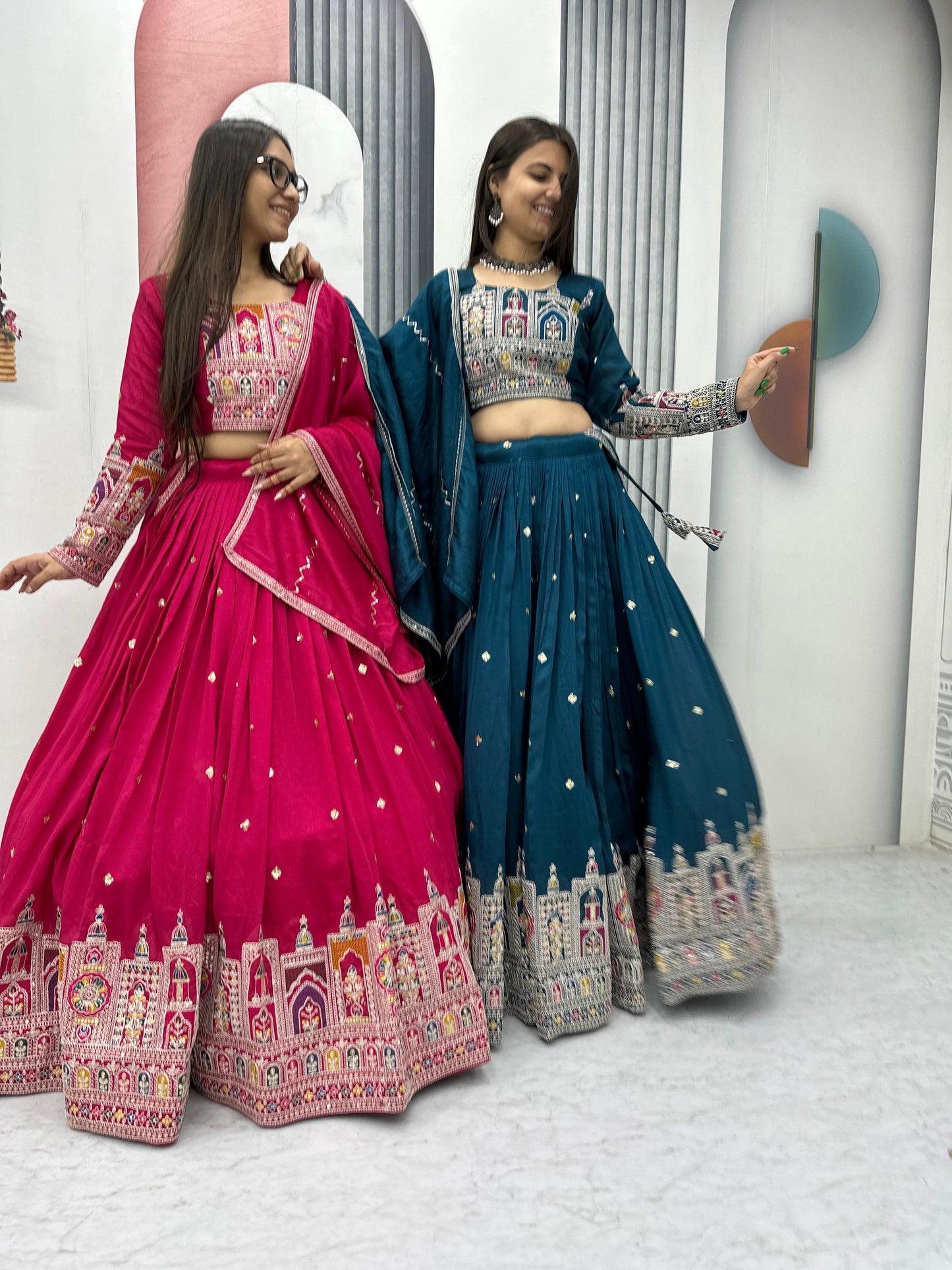 Designer Thread Embroidery Heavy Sequins Work Lehenga Choli With Dupatta
