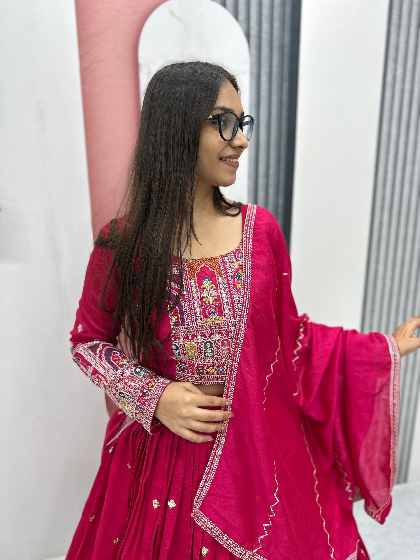 Designer Thread Embroidery Heavy Sequins Work Lehenga Choli With Dupatta