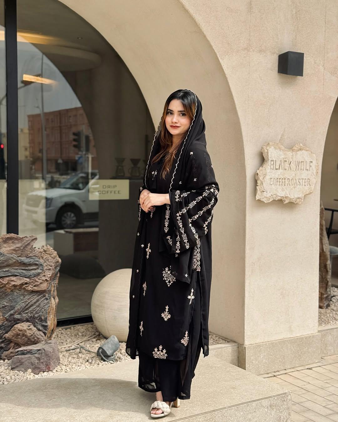 Designer Faux Georgette Kurta Palazzo And Dupatta Set