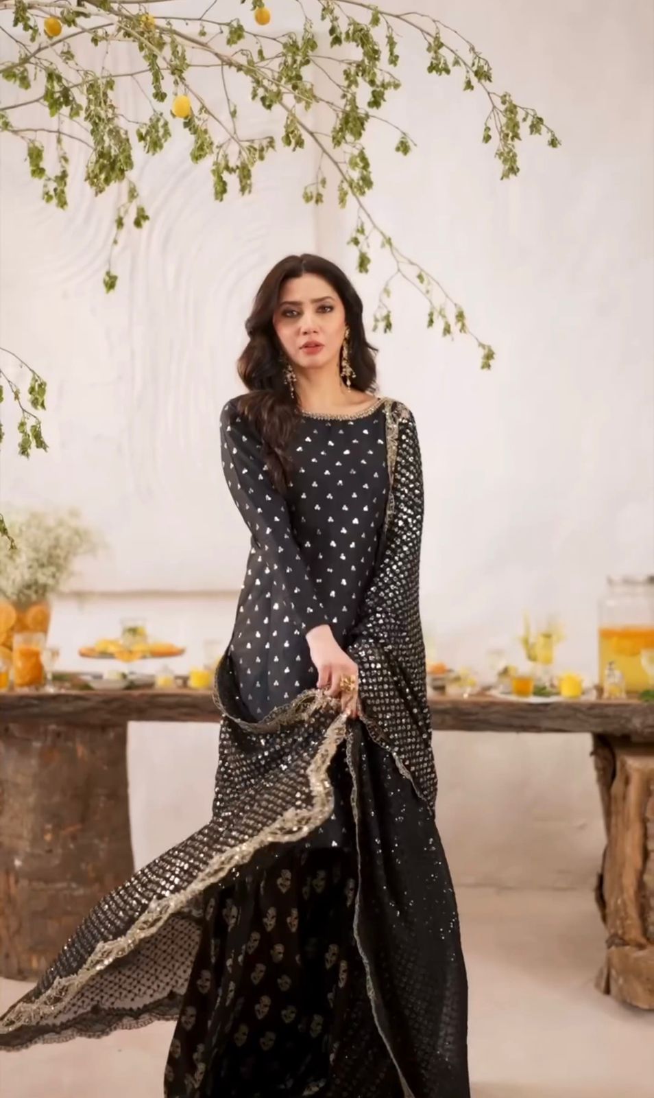 Heavy Faux Georgette With  Embroidery Sequence Work With Full Sleeve & Fully Flair Plazzo