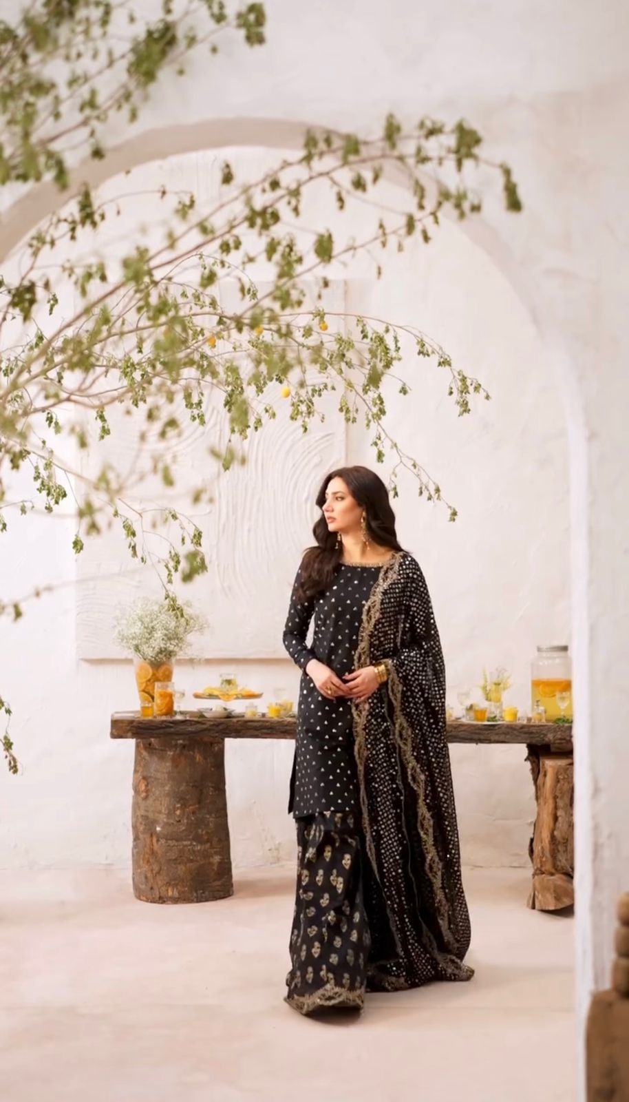 Heavy Faux Georgette With  Embroidery Sequence Work With Full Sleeve & Fully Flair Plazzo