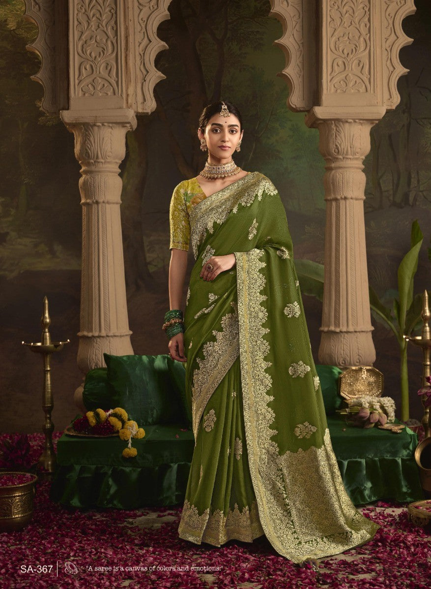 Pure Crepe Dola Silk with Zari Weaving & Unique Tassels Saree