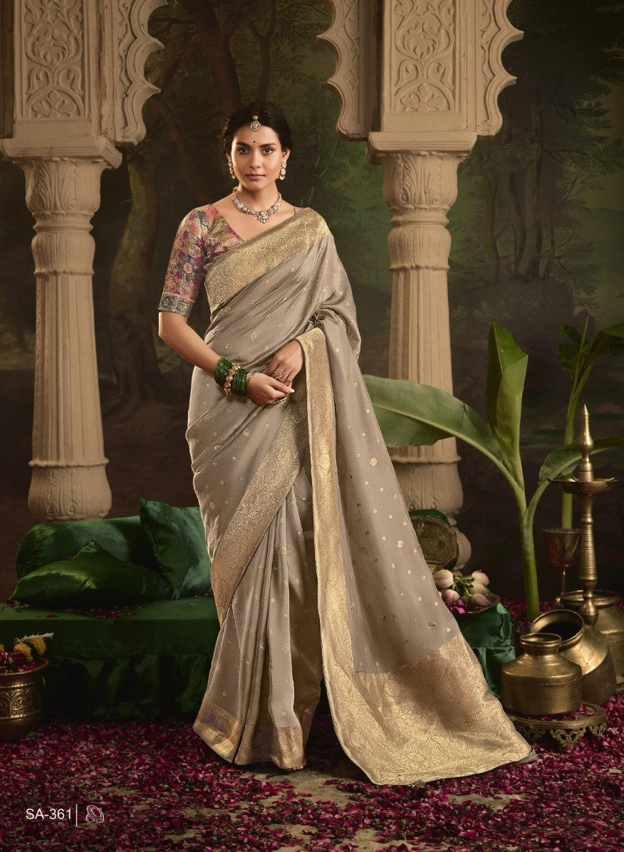 Pure Crepe Dola Silk with Zari Weaving & Unique Tassels Saree