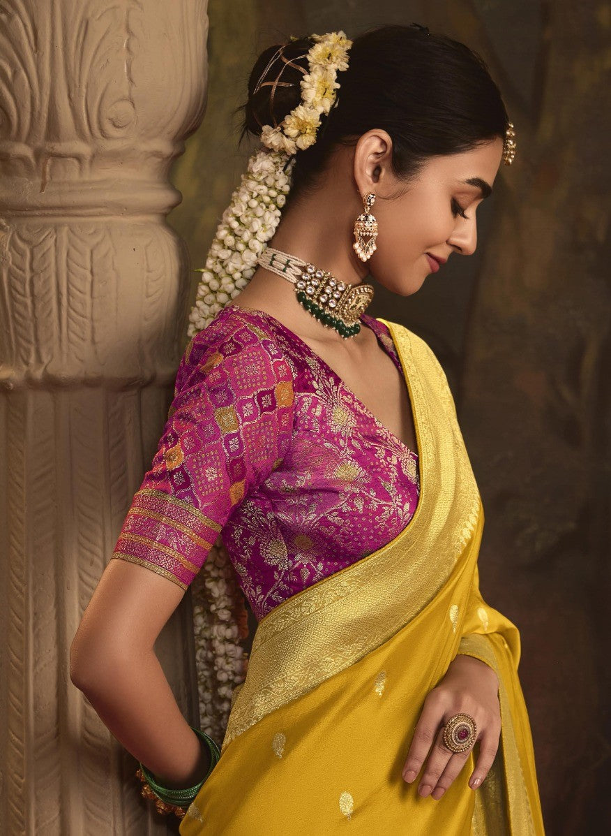 Pure Crepe Dola Silk with Zari Weaving & Unique Tassels Saree