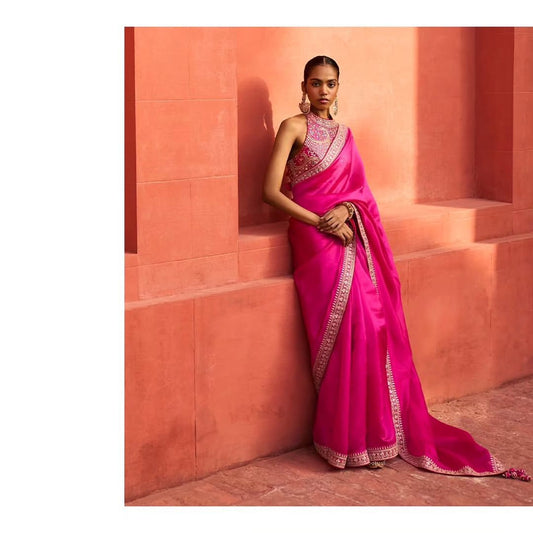 Shimmering Soft Jimi Chu Saree with Sequins Dori & Fancy Latkan