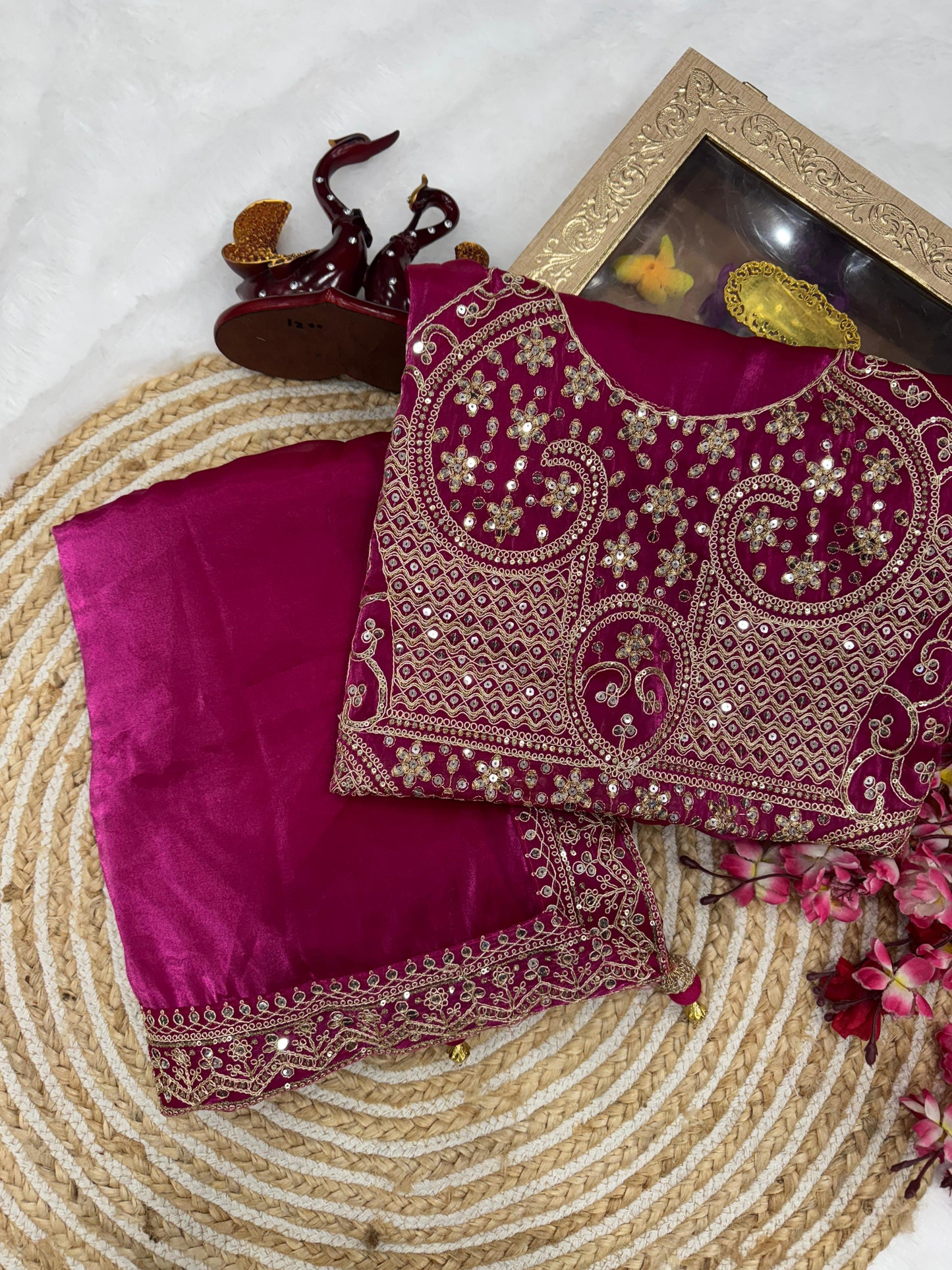 Shimmering Soft Jimi Chu Saree with Sequins Dori & Fancy Latkan