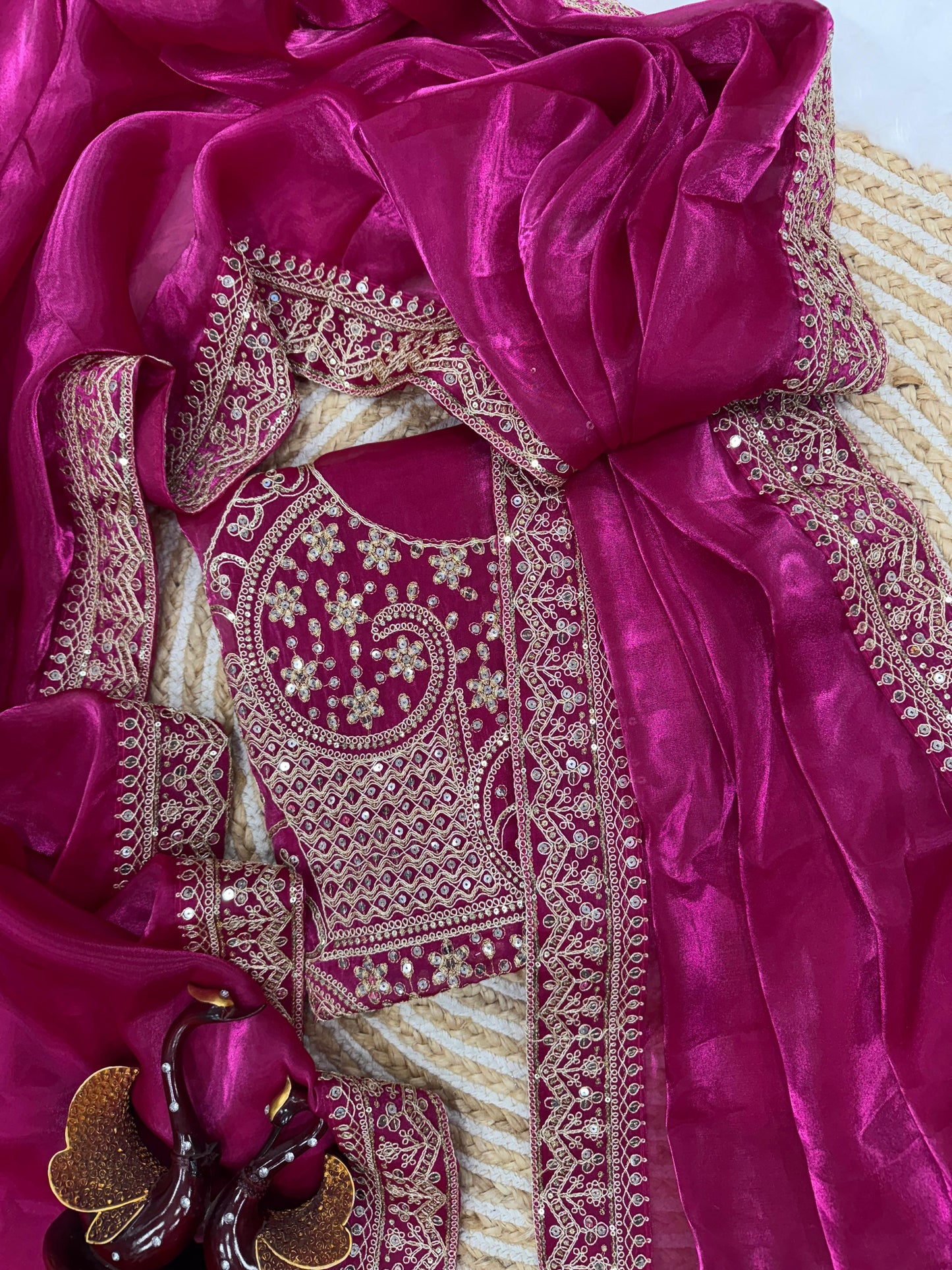 Shimmering Soft Jimi Chu Saree with Sequins Dori & Fancy Latkan
