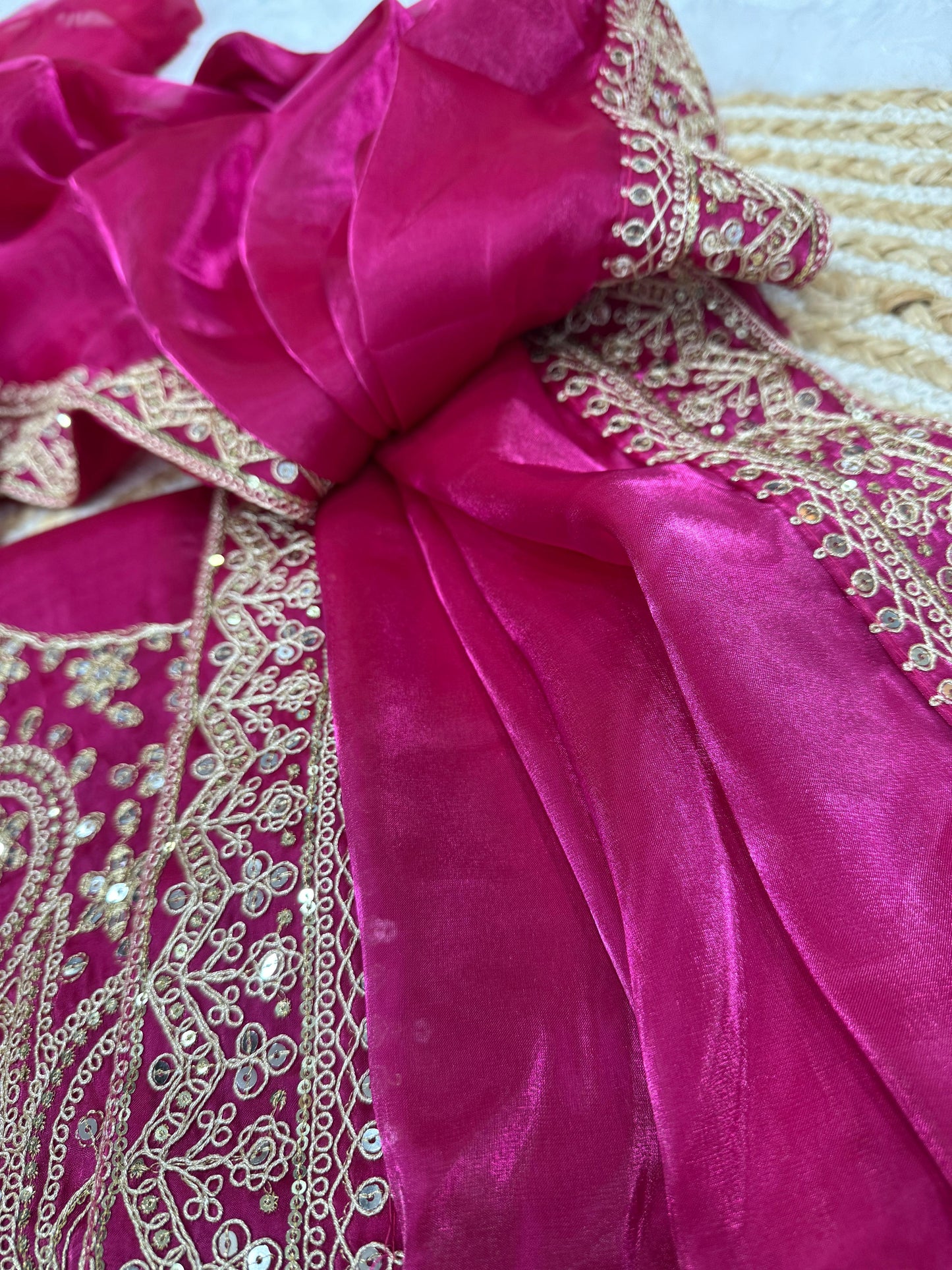 Shimmering Soft Jimi Chu Saree with Sequins Dori & Fancy Latkan