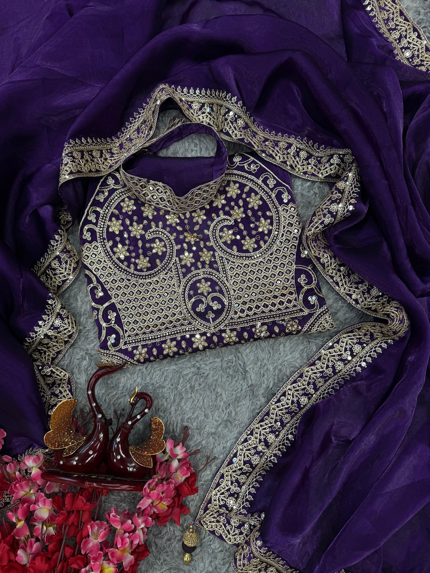 Shimmering Soft Jimi Chu Saree with Sequins Dori & Fancy Latkan