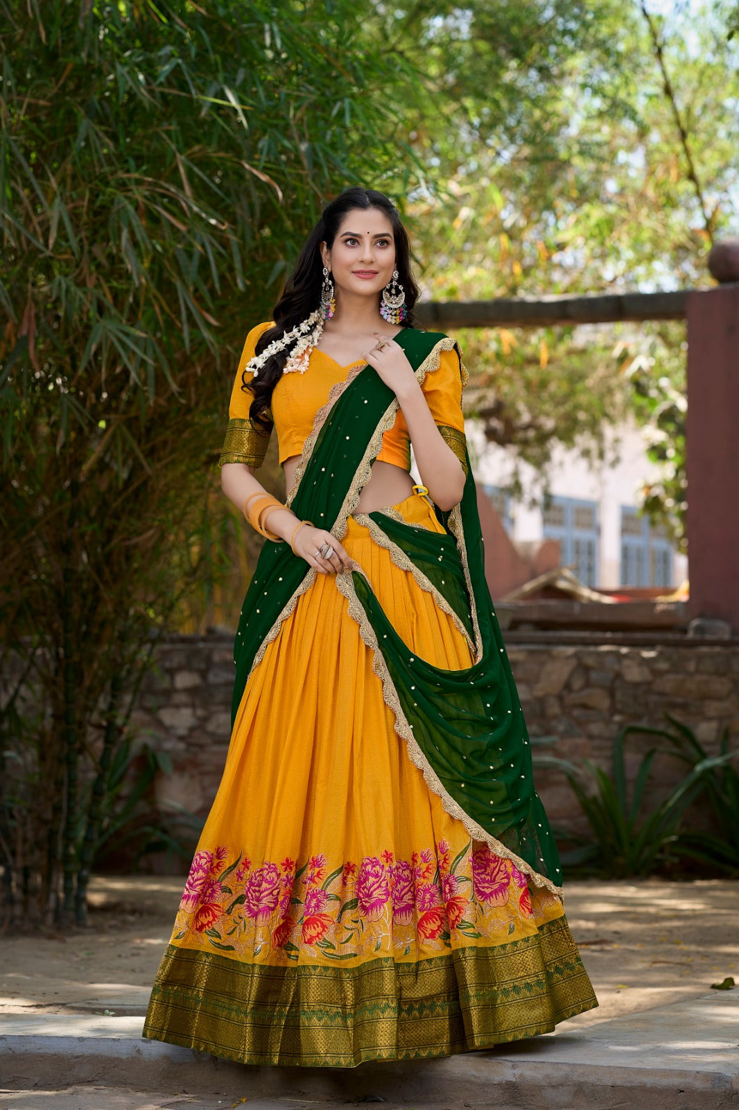 Embroidered Cotton Silk Lehenga Choli