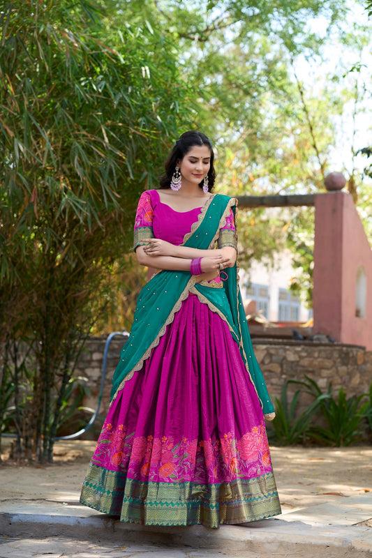 Embroidered Cotton Silk Lehenga Choli