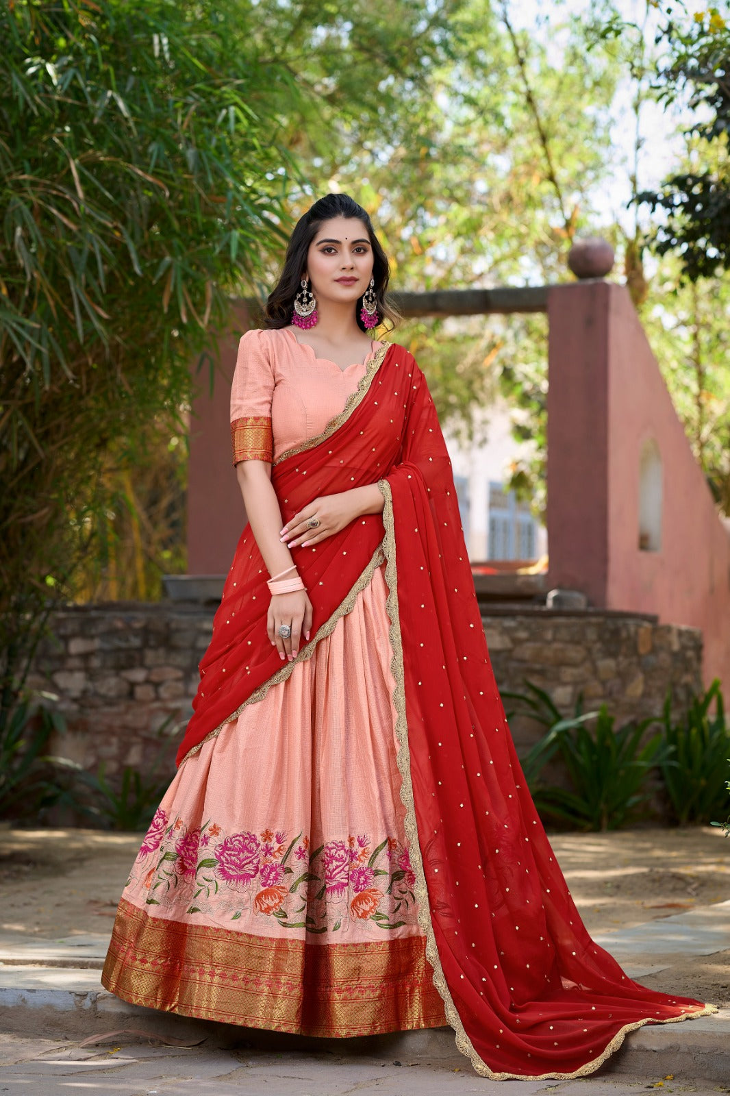 Embroidered Cotton Silk Lehenga Choli