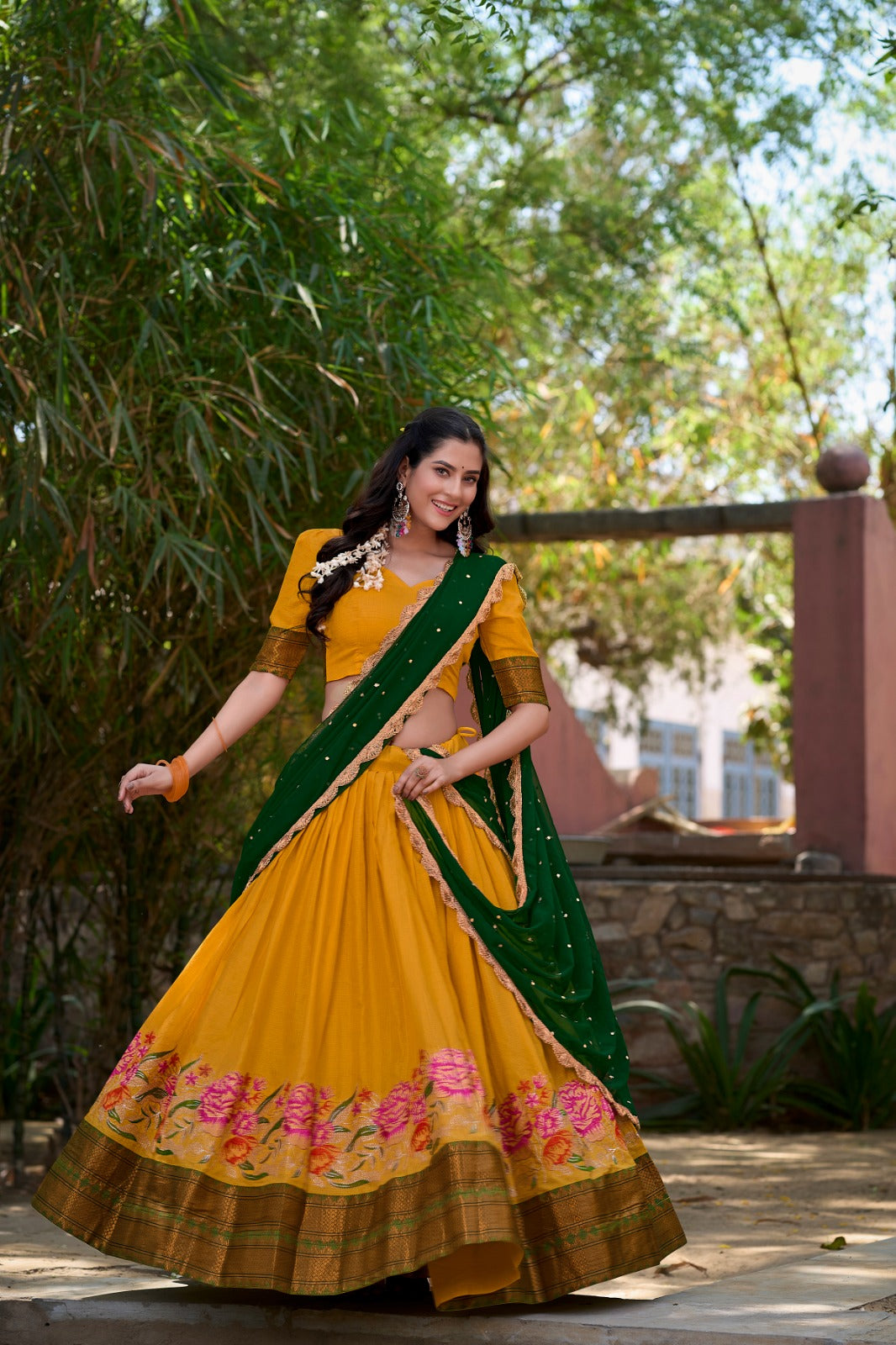 Embroidered Cotton Silk Lehenga Choli