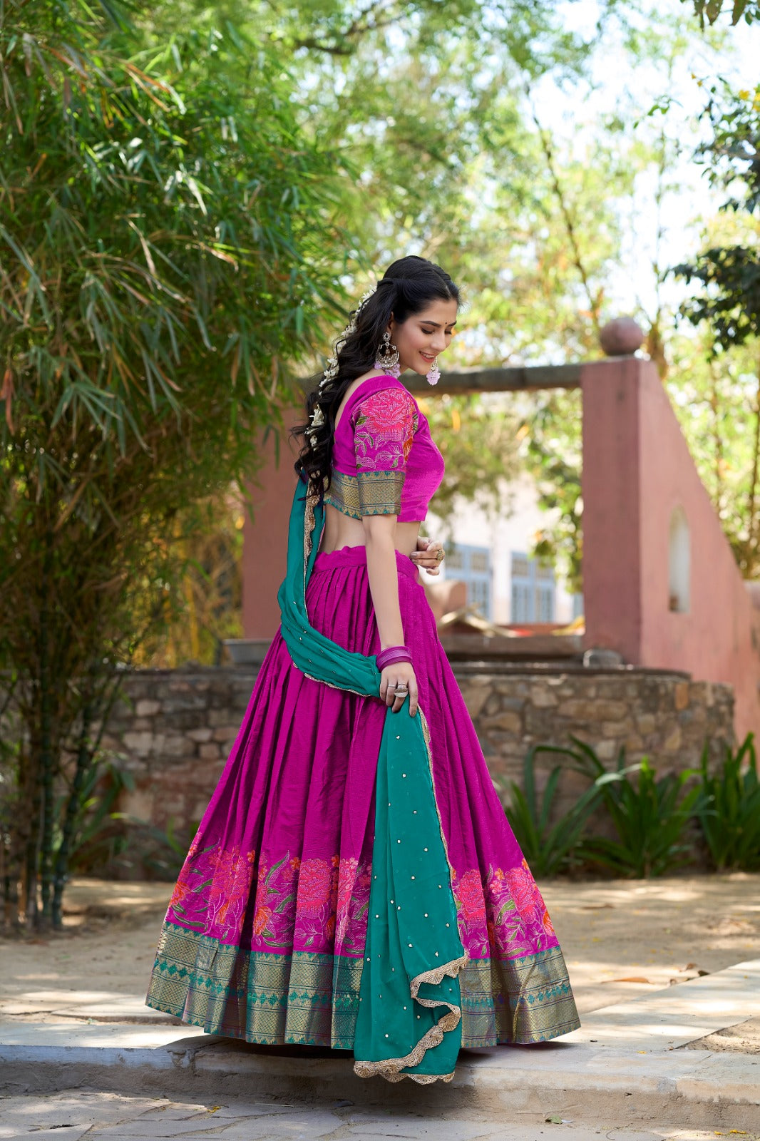Embroidered Cotton Silk Lehenga Choli