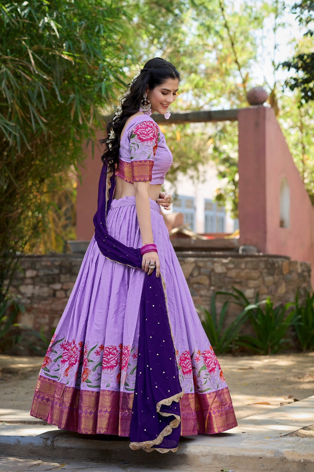 Embroidered Cotton Silk Lehenga Choli