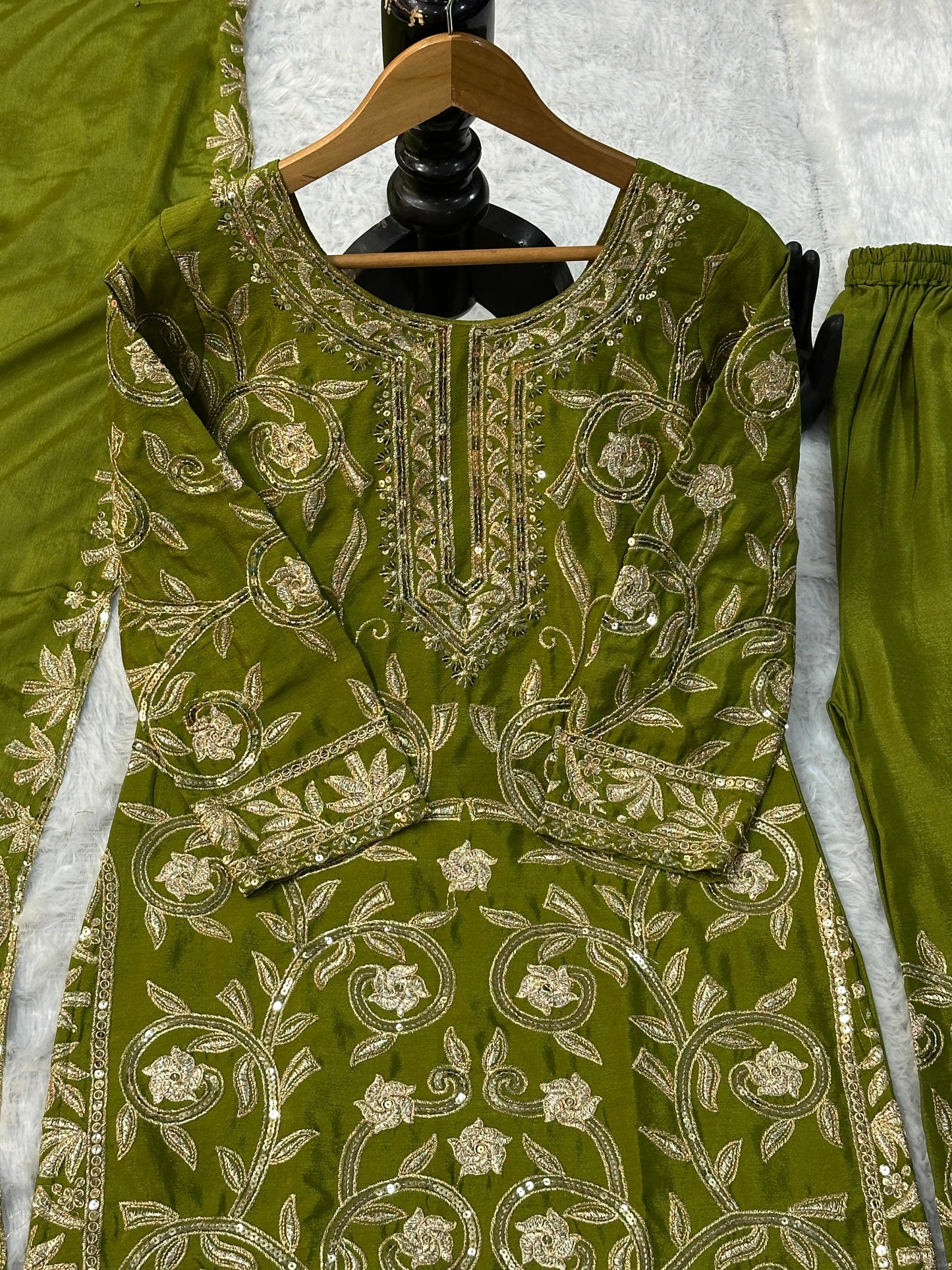 Heavy Embroidered Sequins Lehenga Choli With Four Side Lace Border Dupatta