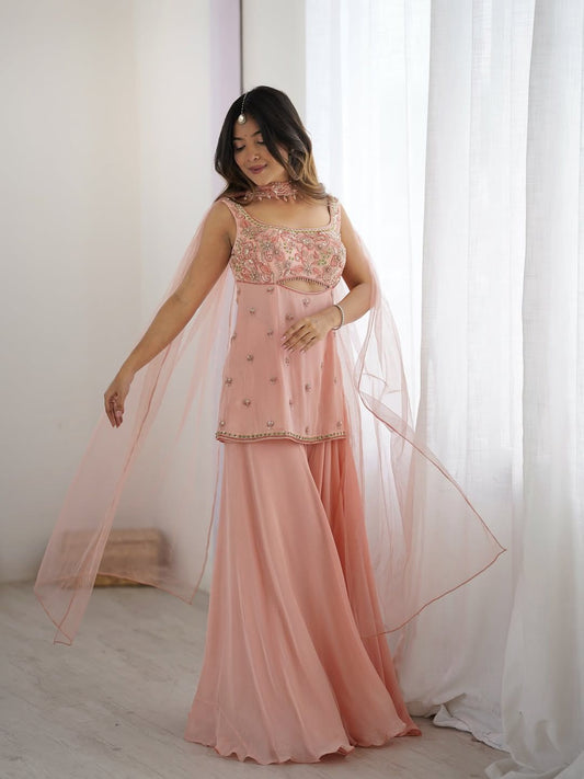 Designer Indo Western Wear 3 Pieces set with Embroidery Sequence Work