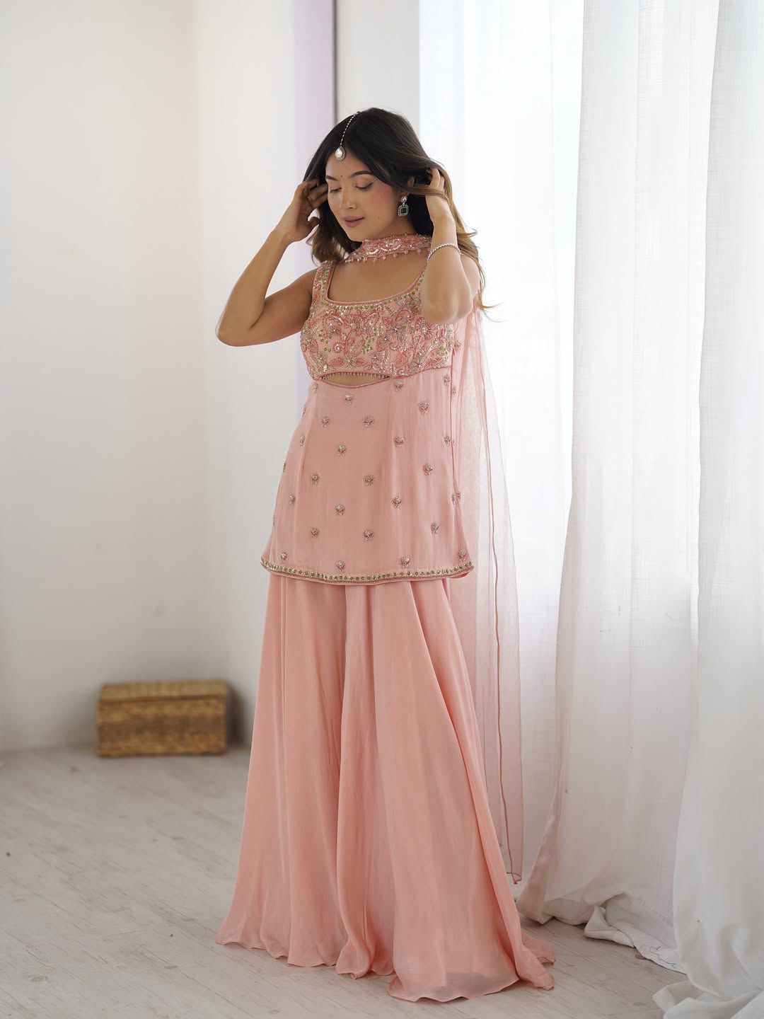 Designer Indo Western Wear 3 Pieces set with Embroidery Sequence Work