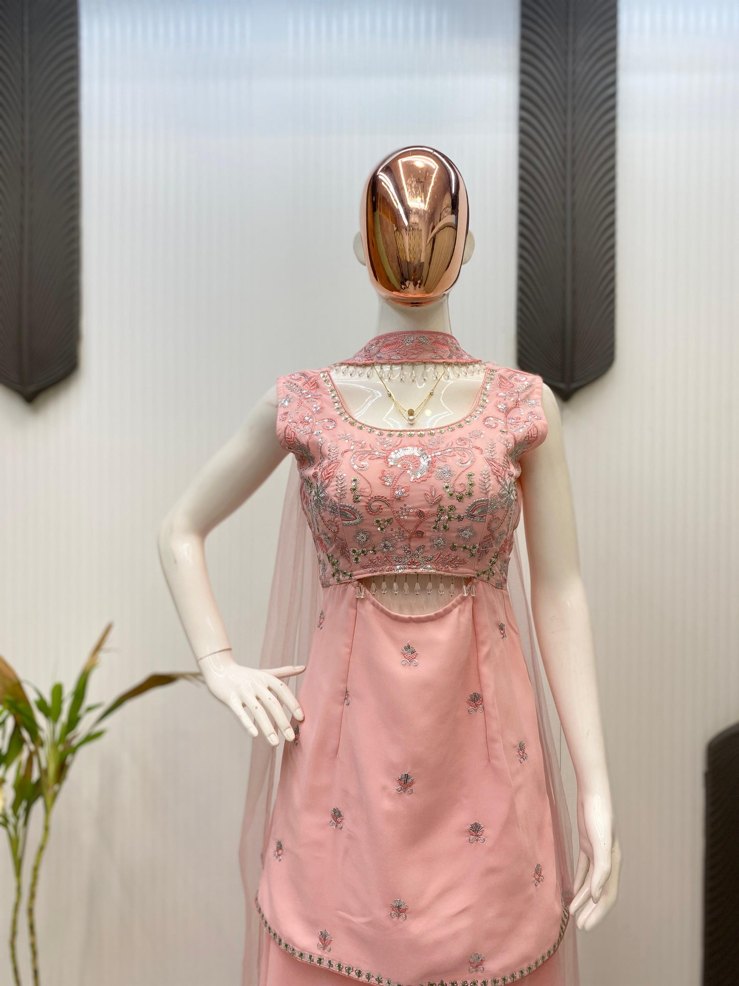 Designer Indo Western Wear 3 Pieces set with Embroidery Sequence Work