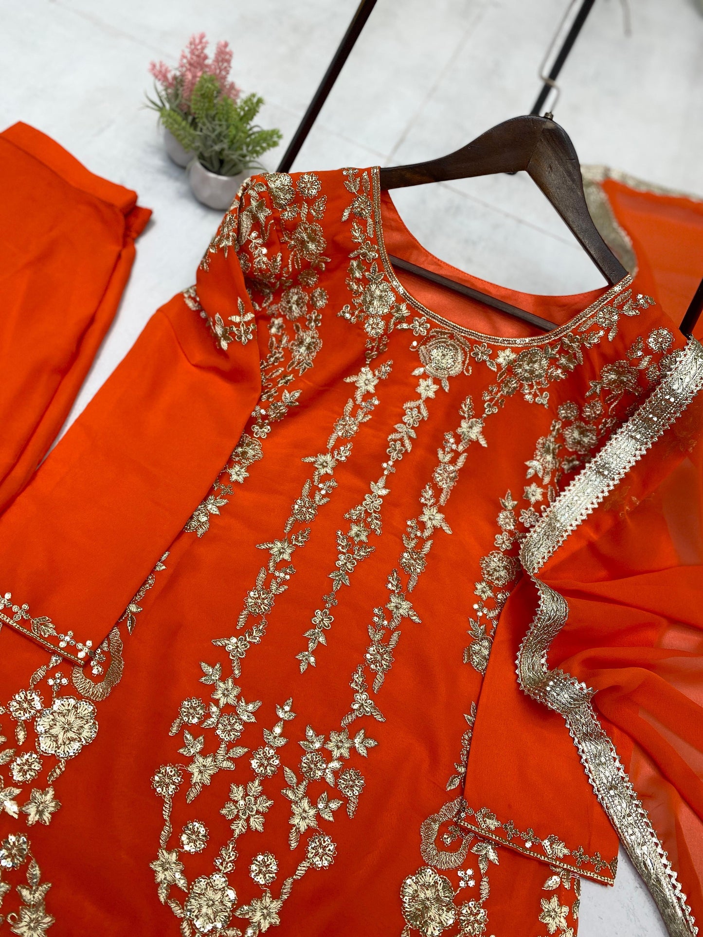 Designer Party Wear Sharara Suit with Embroidery & Sequence Work