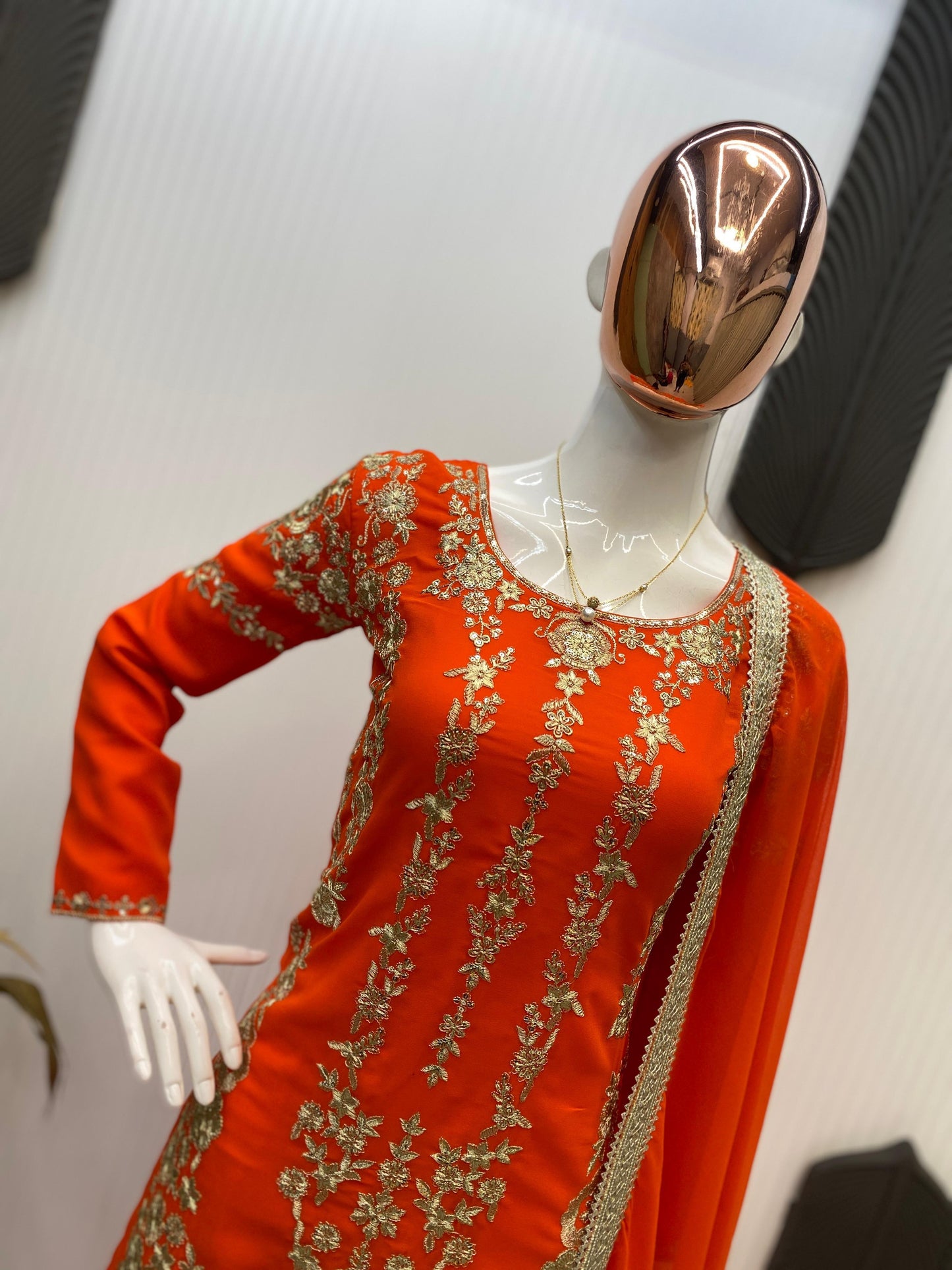 Designer Party Wear Sharara Suit with Embroidery & Sequence Work