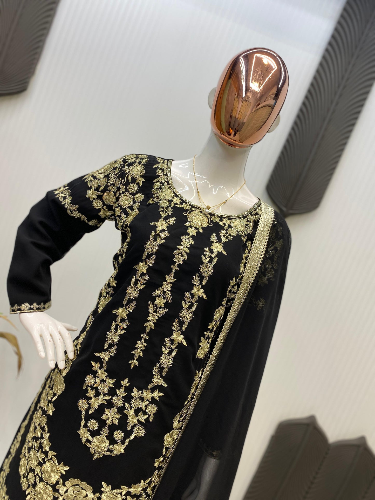 Designer Party Wear Sharara Suit with Embroidery & Sequence Work