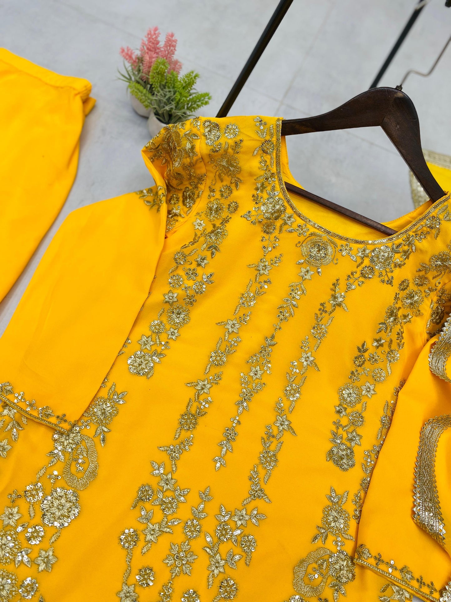 Designer Party Wear Sharara Suit with Embroidery & Sequence Work