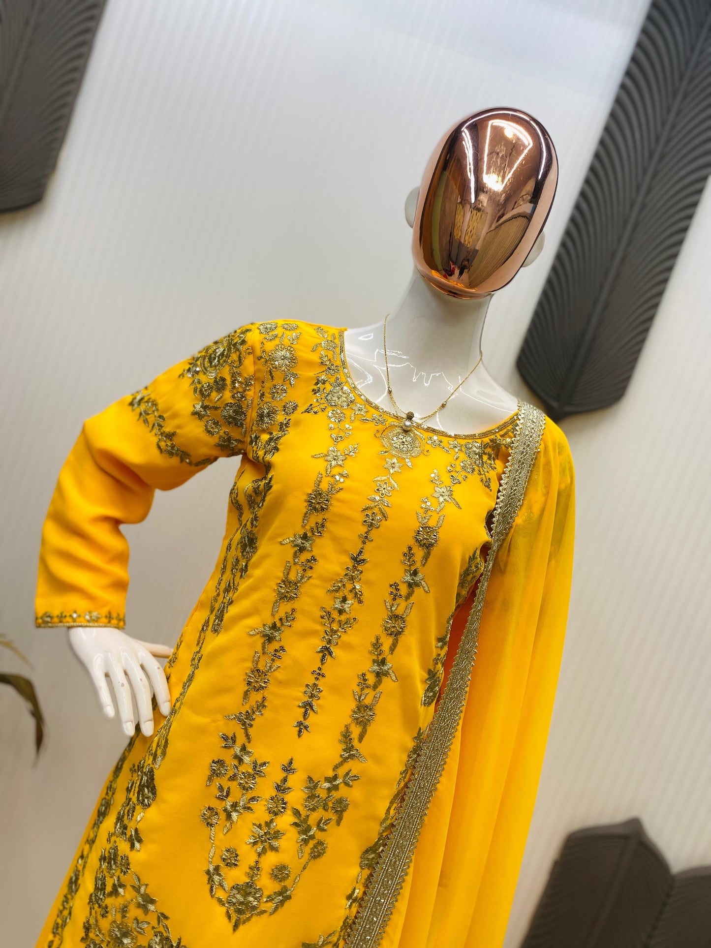 Designer Party Wear Sharara Suit with Embroidery & Sequence Work