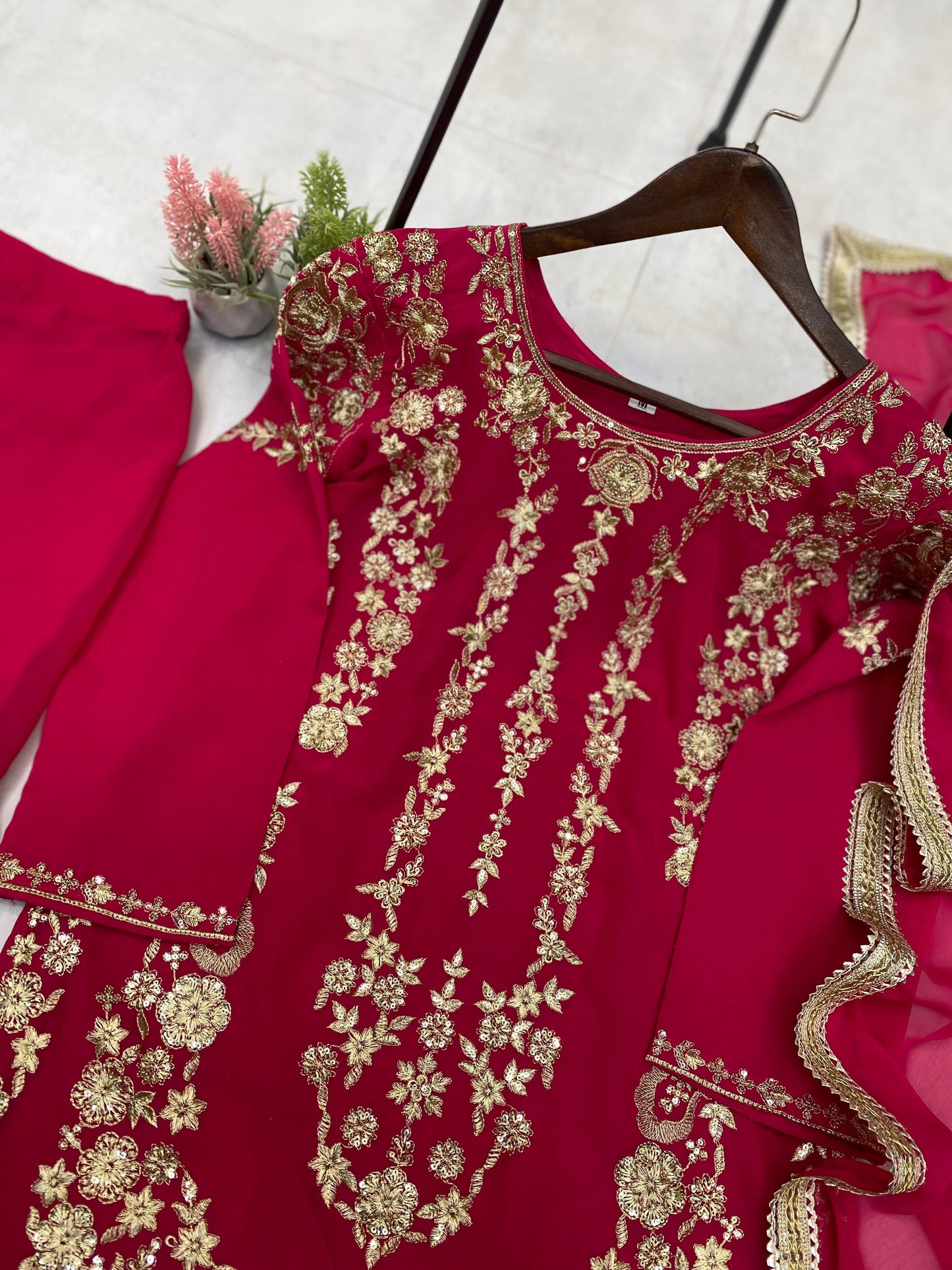 Designer Party Wear Sharara Suit with Embroidery & Sequence Work