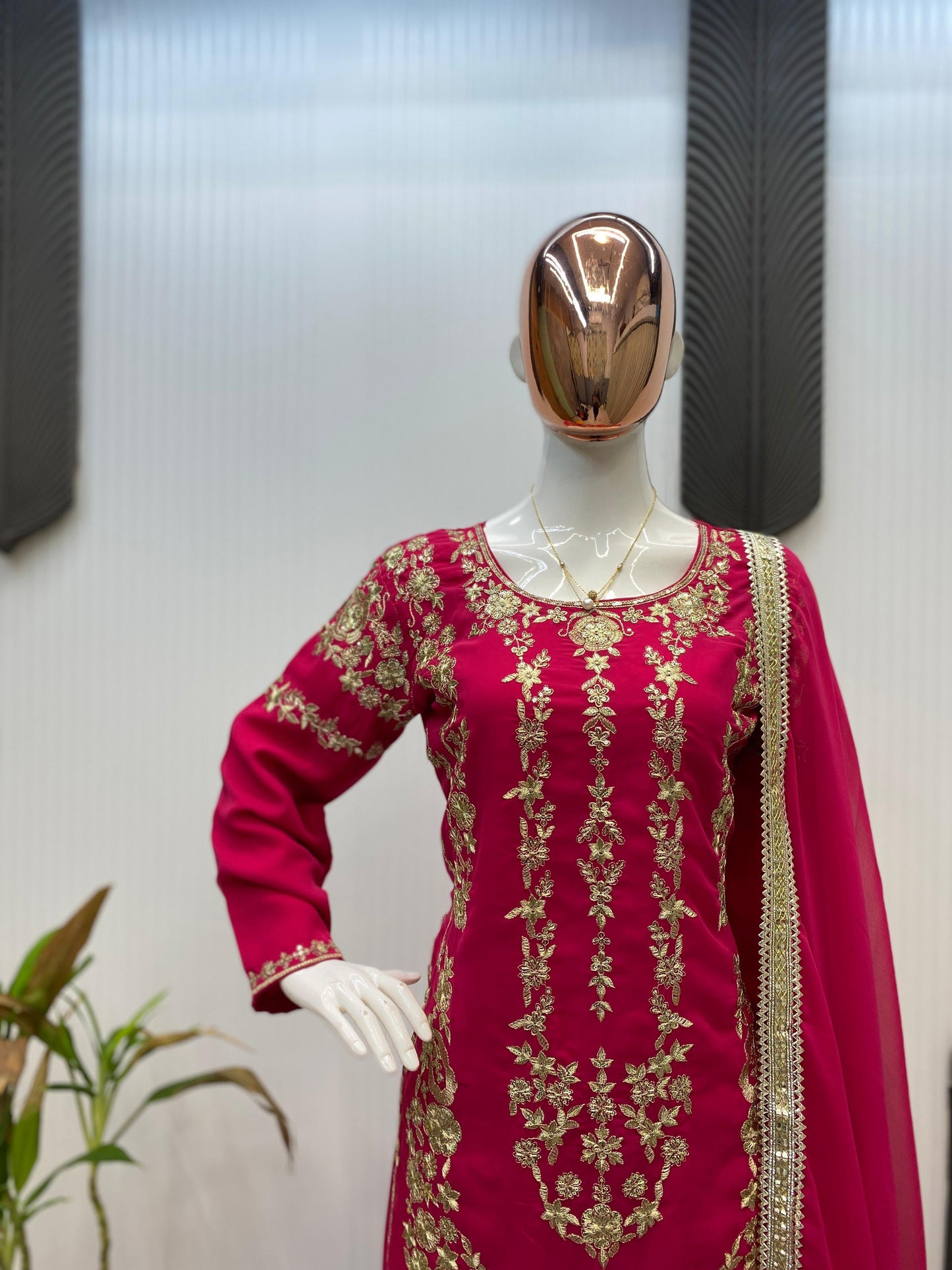 Designer Party Wear Sharara Suit with Embroidery & Sequence Work
