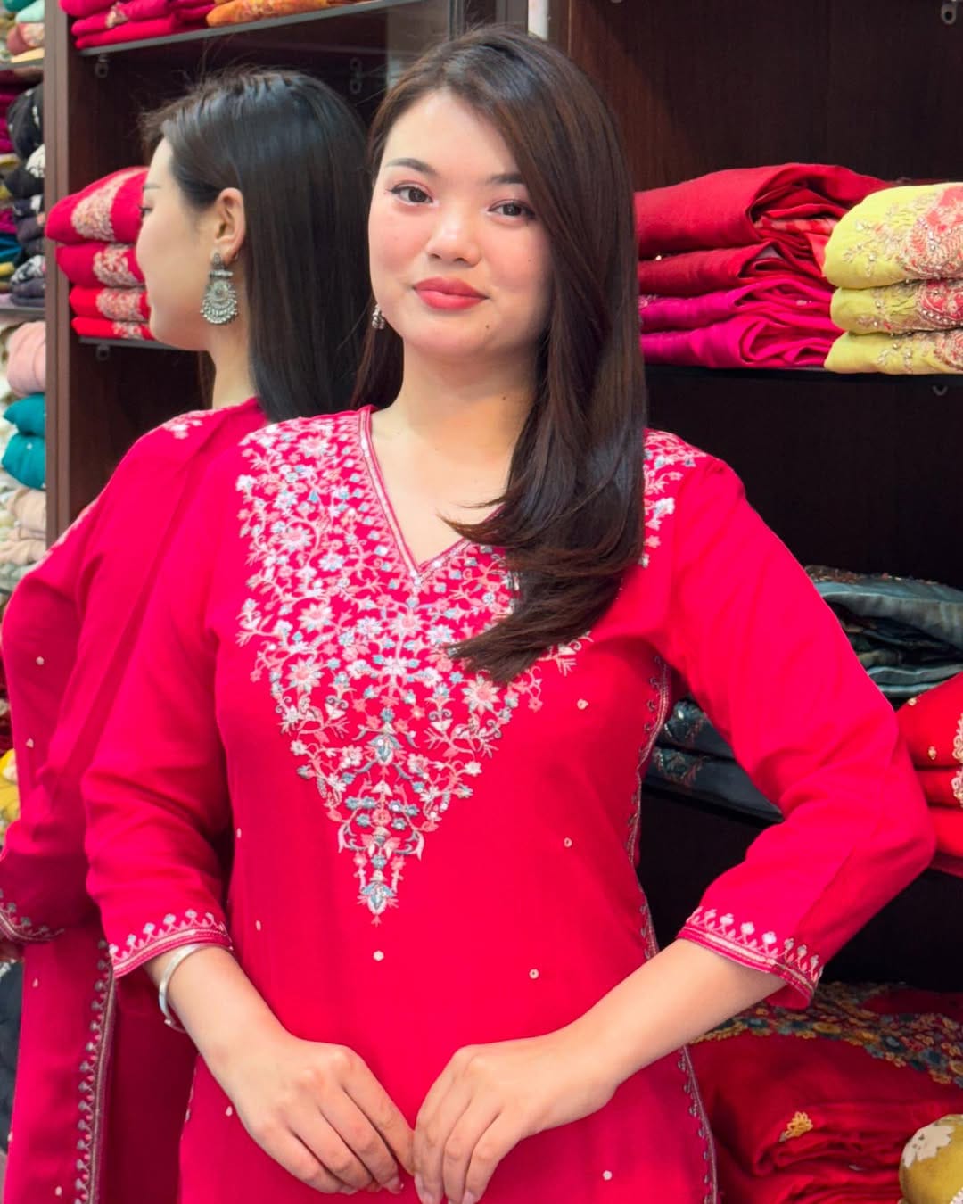 Beautiful Banana Silk Embroidery Kurti
