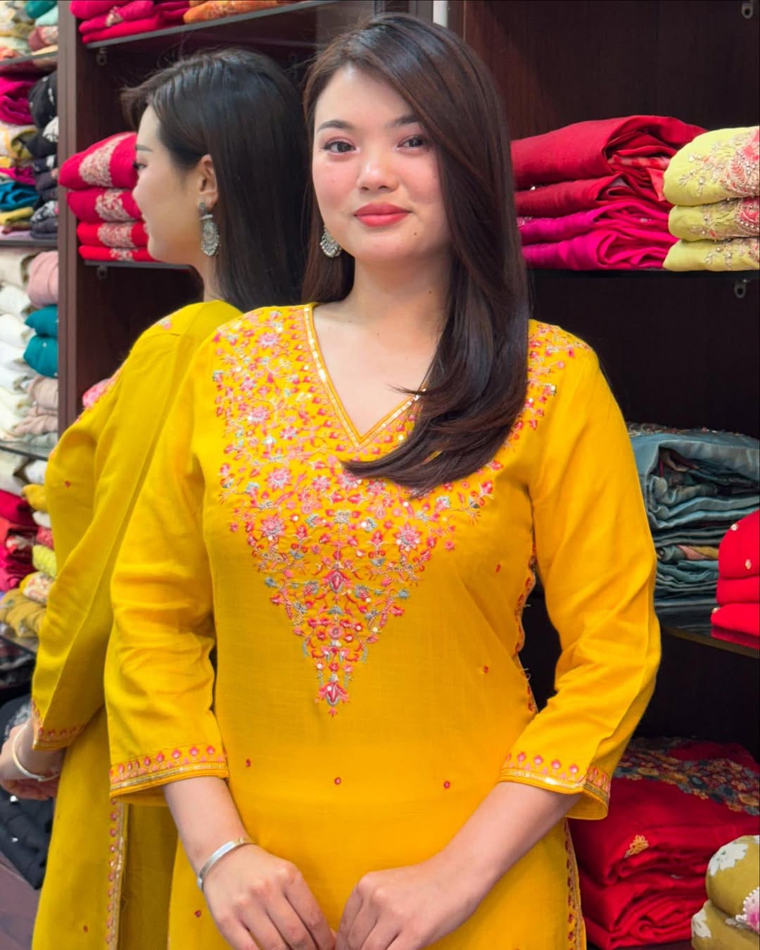 Beautiful Banana Silk Embroidery Kurti