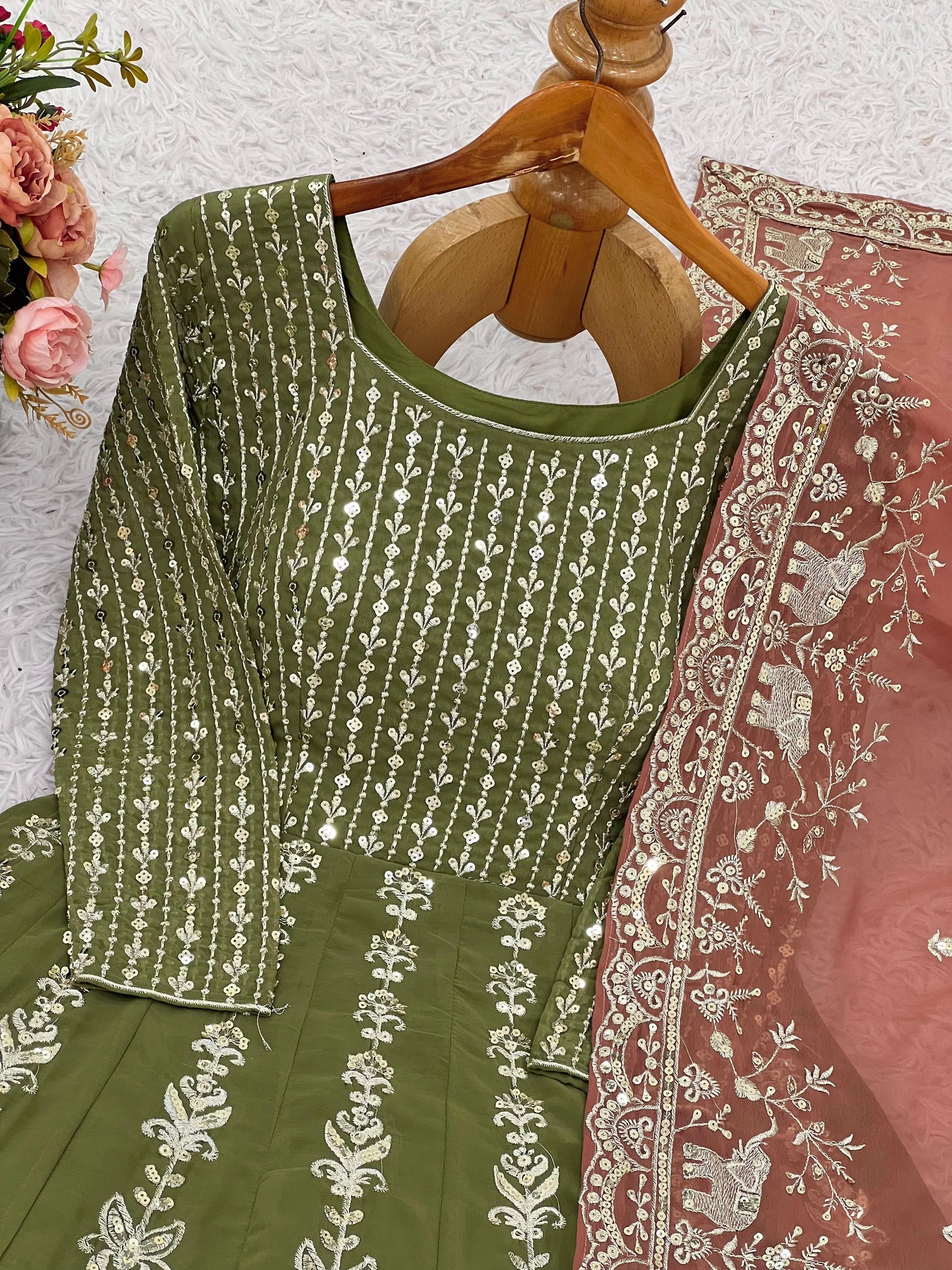 Heavy Faux Georgette With Heavy Embroidery Sequence Work Suit