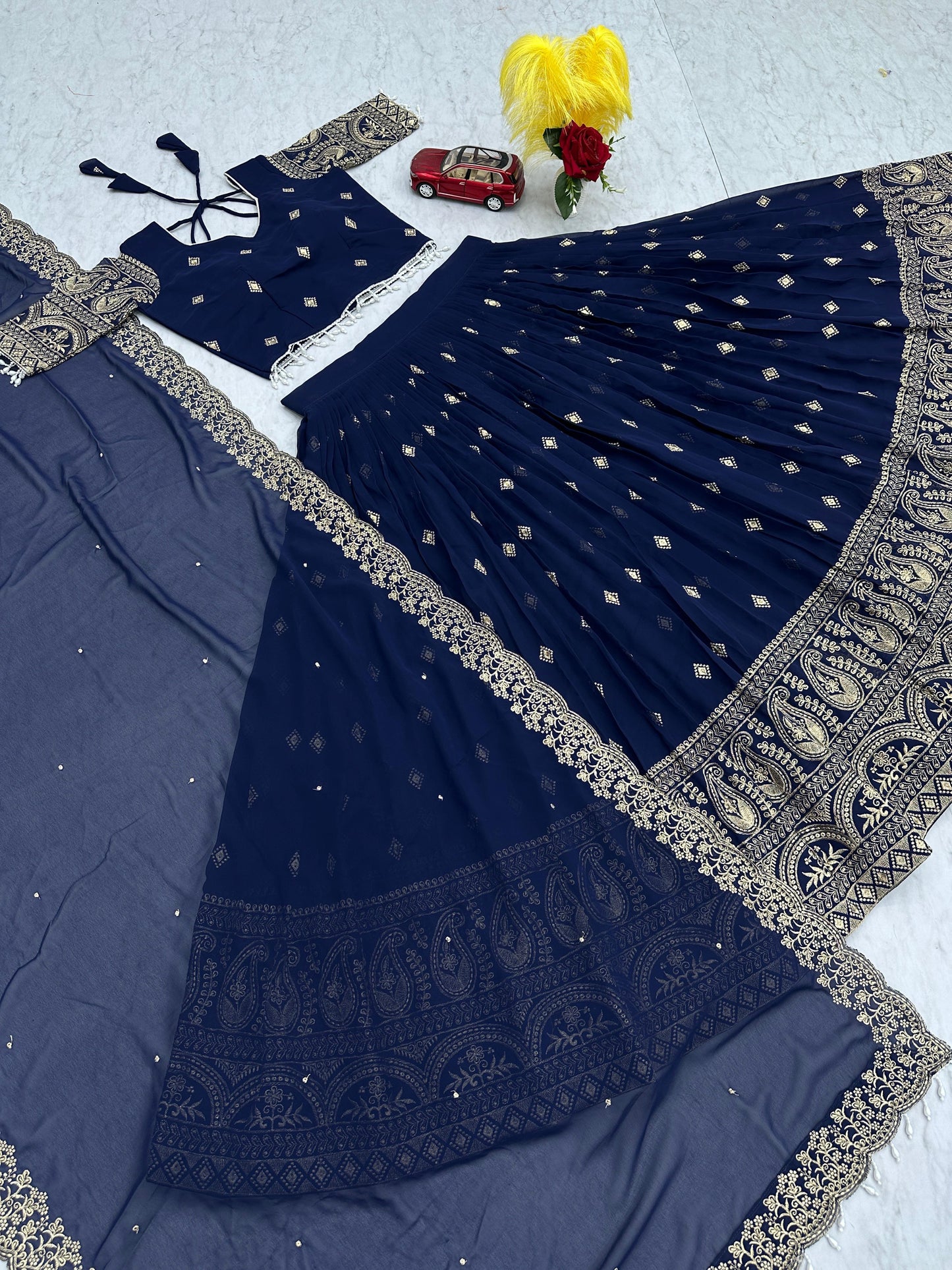 Heavy Embroidered Fox Georgette Lehenga Choli Set