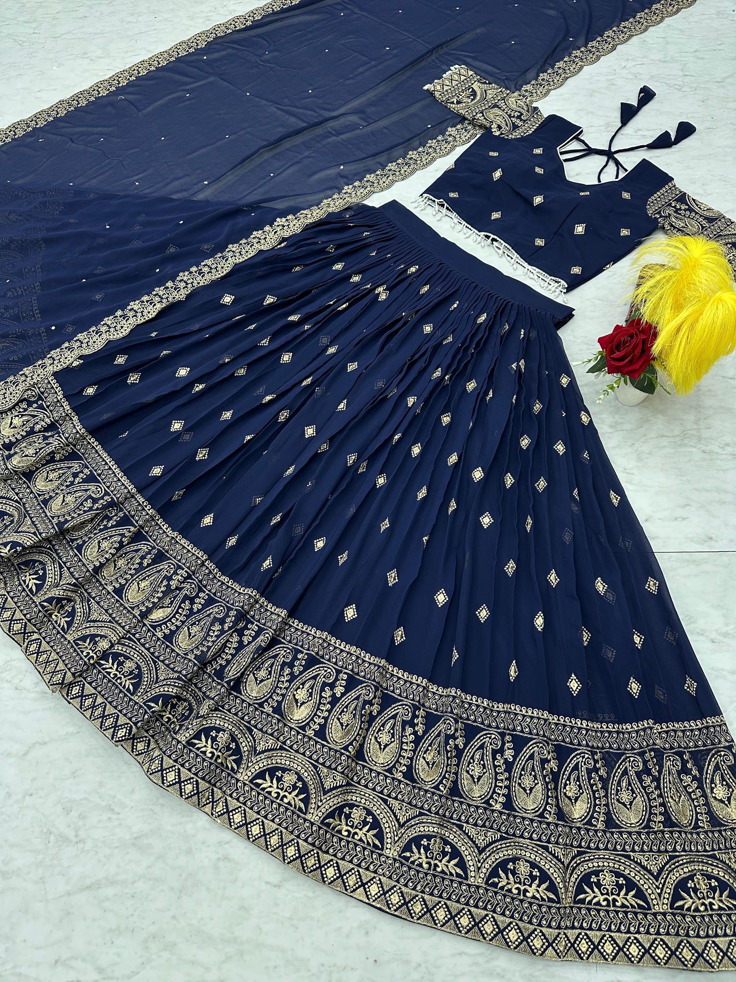 Heavy Embroidered Fox Georgette Lehenga Choli Set