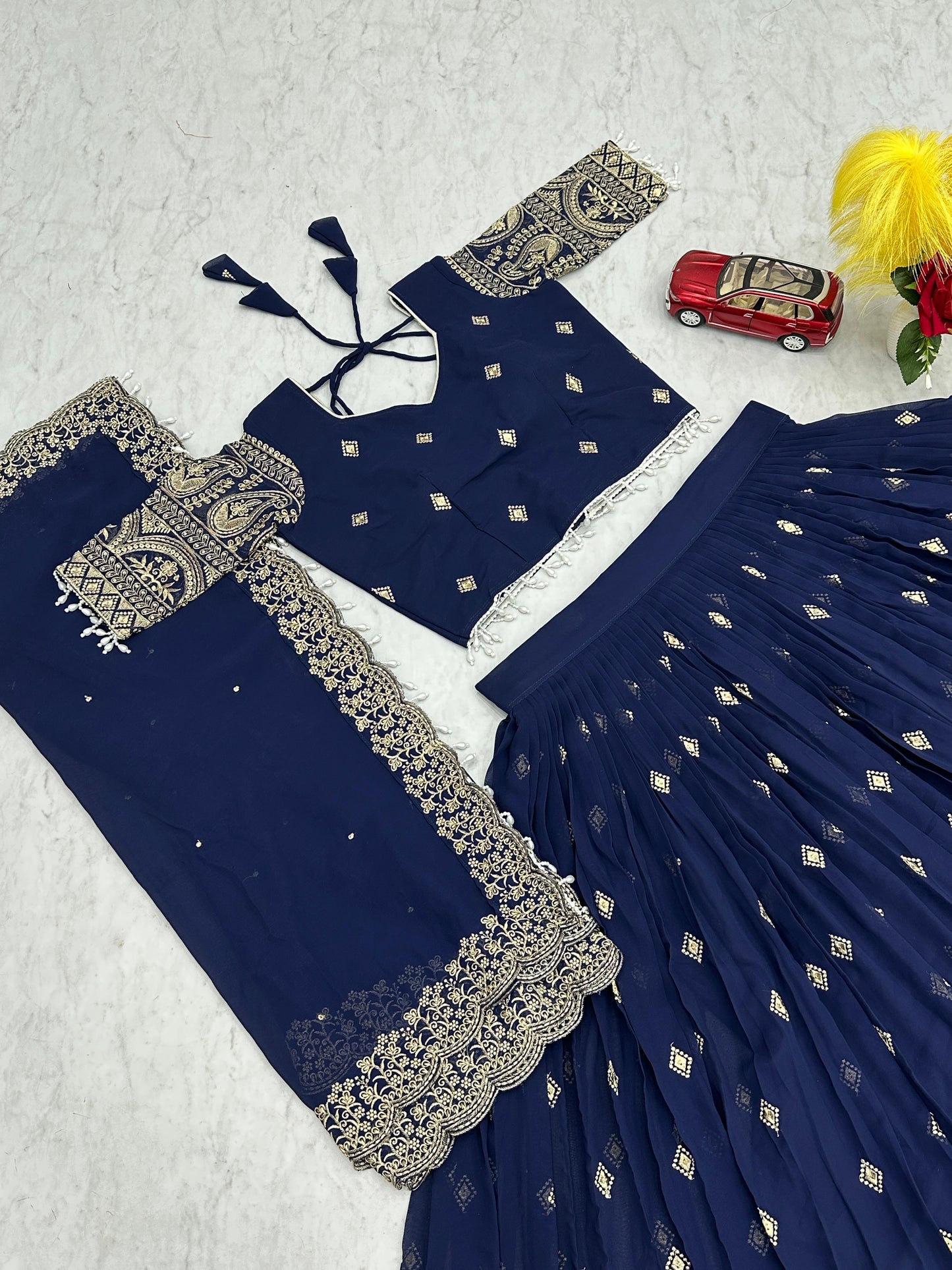 Heavy Embroidered Fox Georgette Lehenga Choli Set