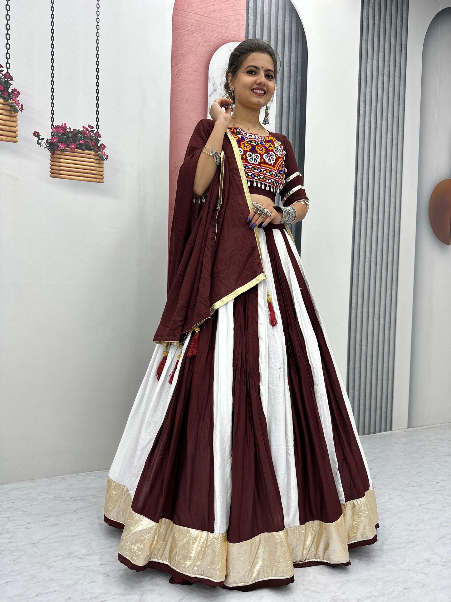 Navratri Special Cotton Lehenga Choli with 5 to 6 Mtr Flair