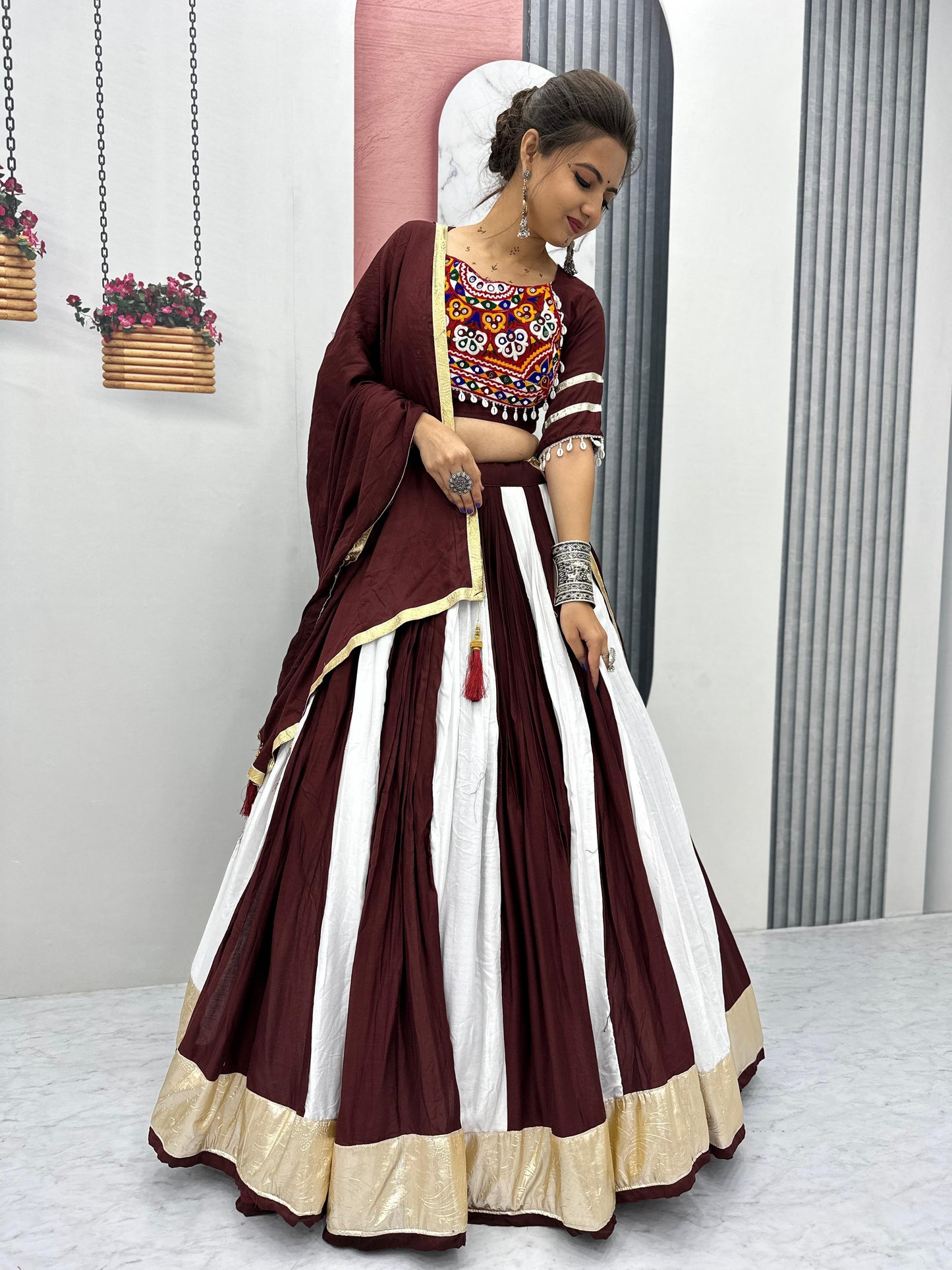 Navratri Special Cotton Lehenga Choli with 5 to 6 Mtr Flair