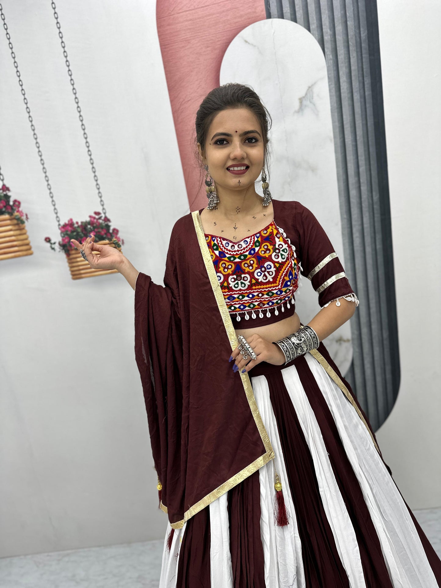 Navratri Special Cotton Lehenga Choli with 5 to 6 Mtr Flair