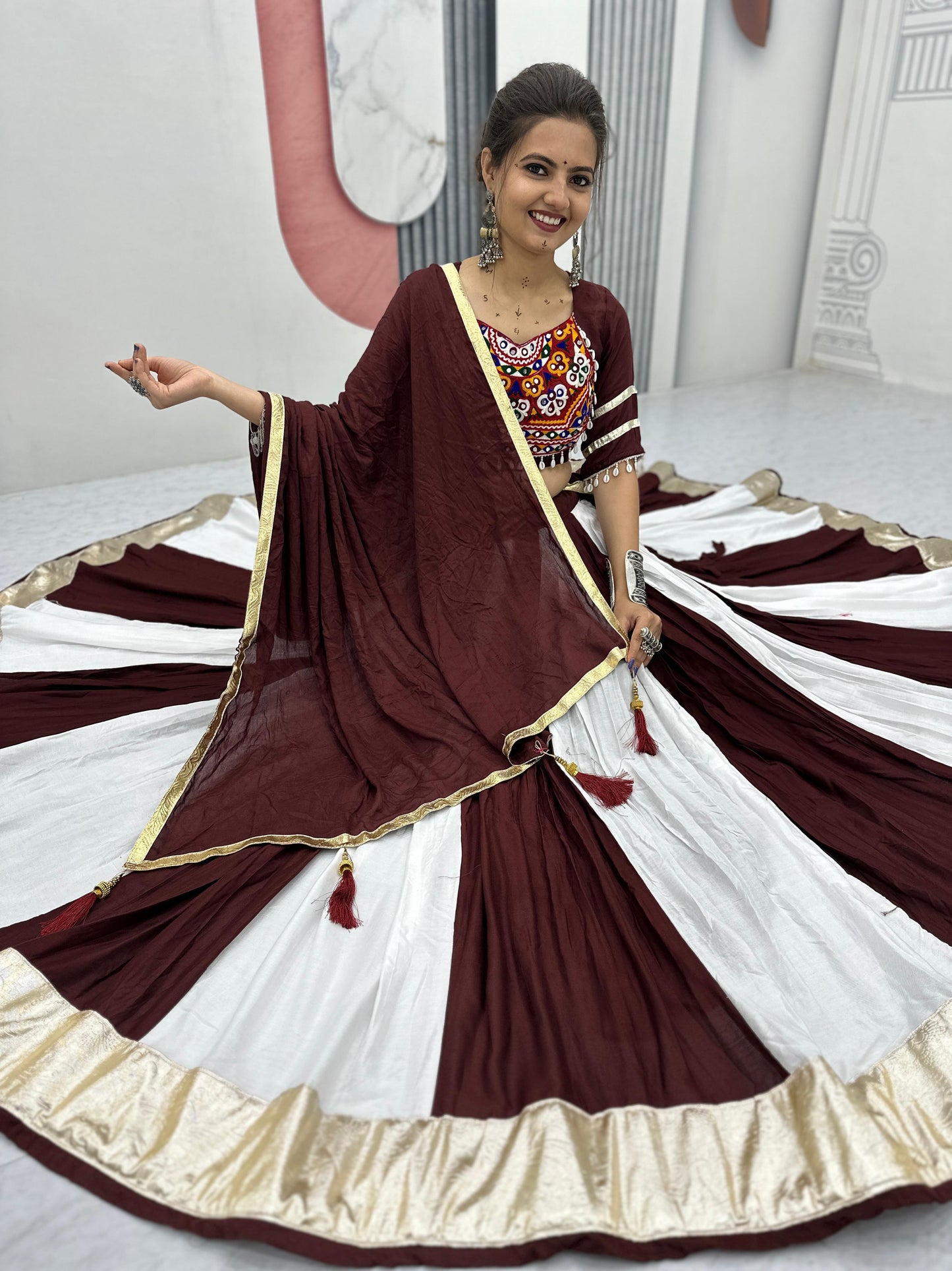 Navratri Special Cotton Lehenga Choli with 5 to 6 Mtr Flair