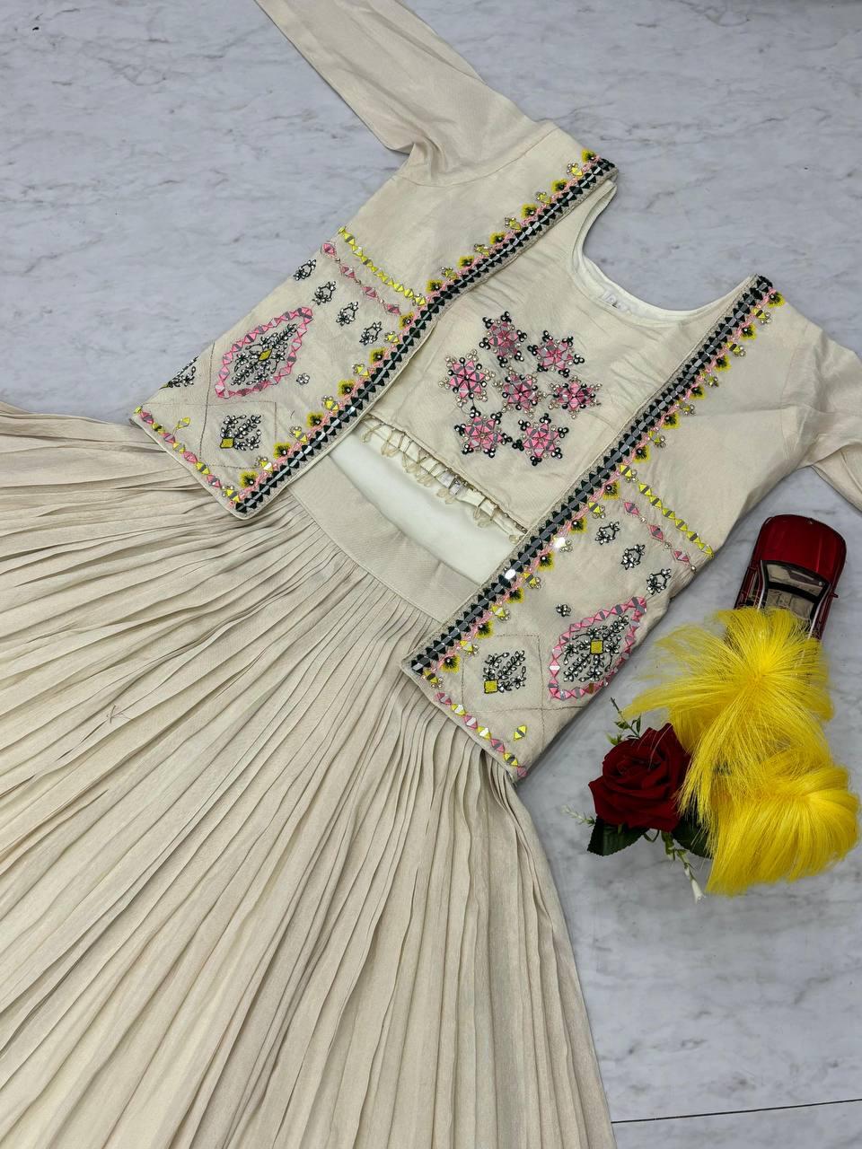 Pure Tissue Simmer Lehenga Choli with Real Handwork and Diamond Work Jacket