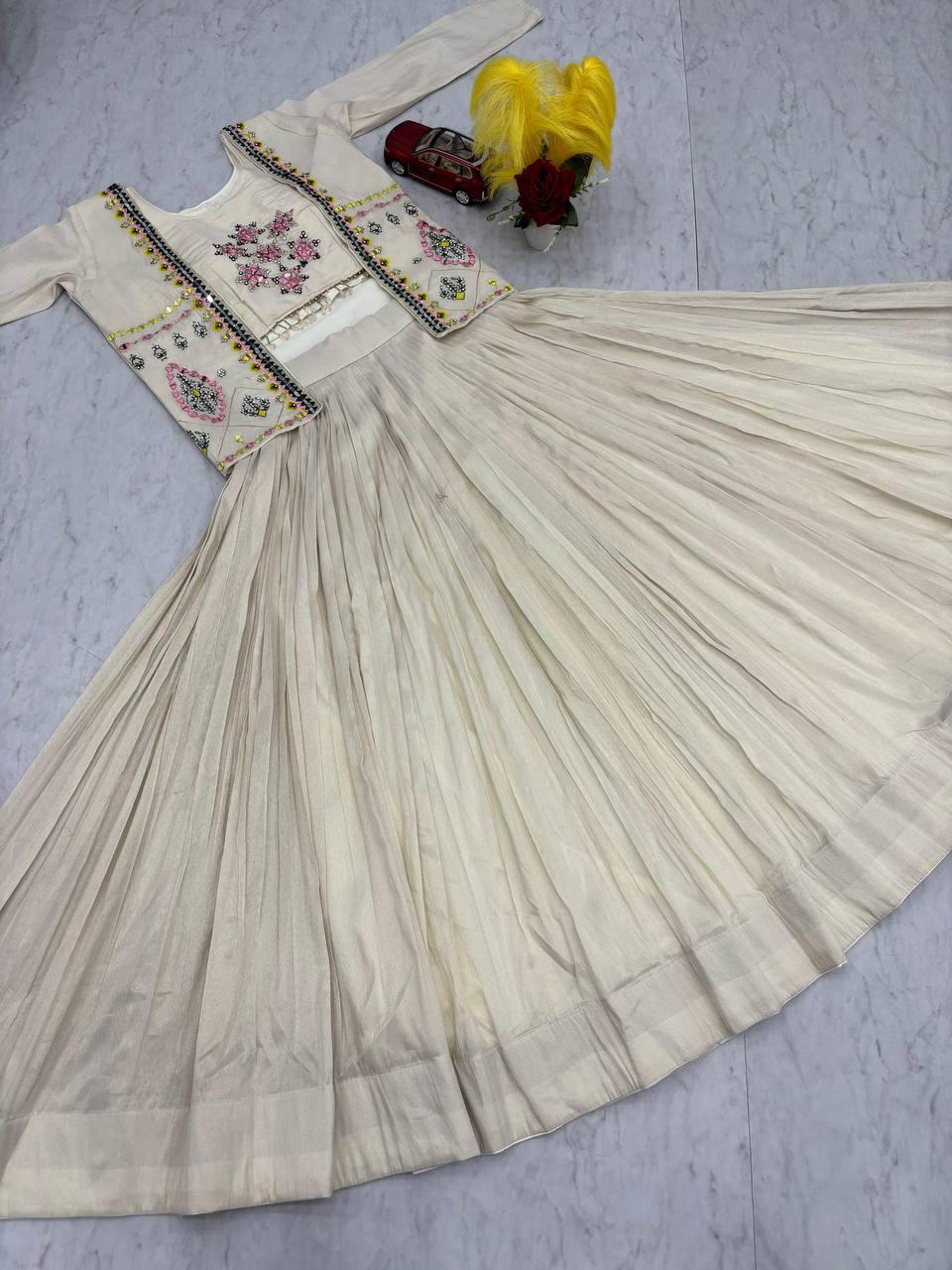 Pure Tissue Simmer Lehenga Choli with Real Handwork and Diamond Work Jacket