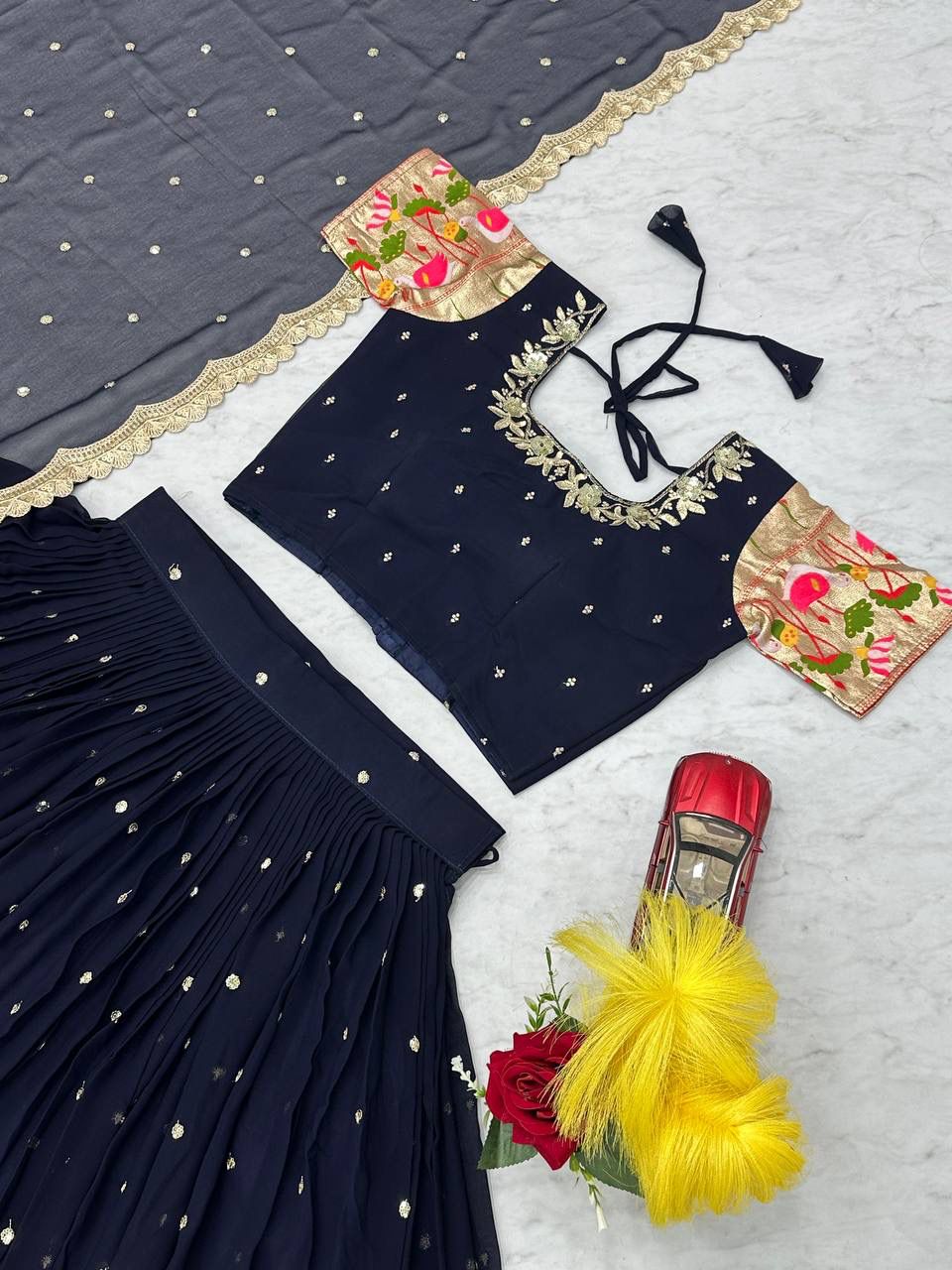Faux Georgette Lehenga Choli with Embroidery Sequence Work