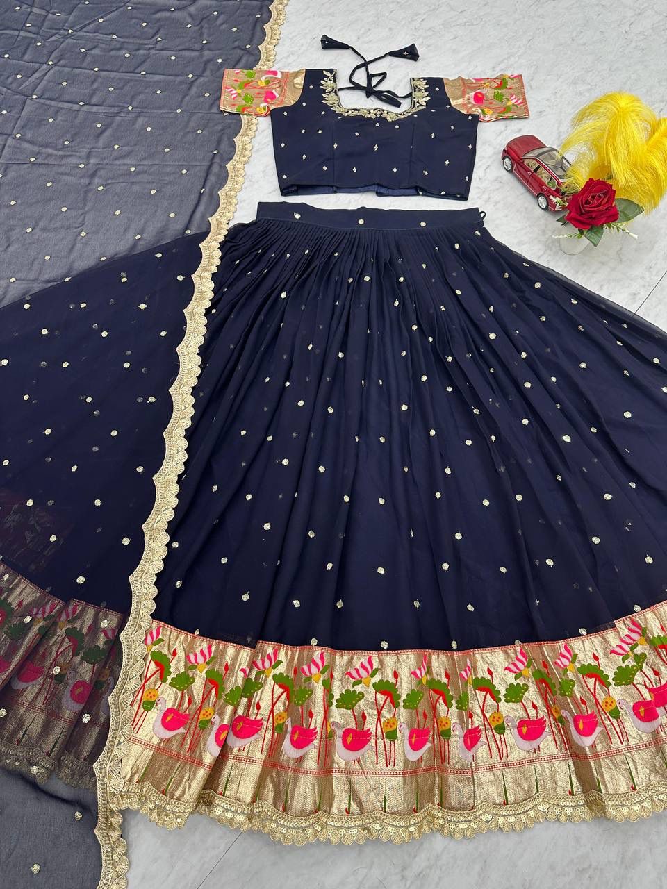 Faux Georgette Lehenga Choli with Embroidery Sequence Work