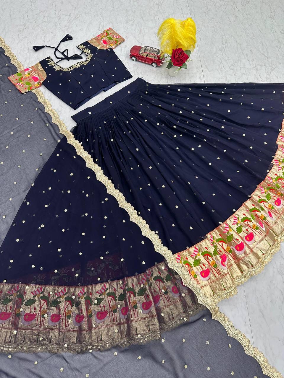 Faux Georgette Lehenga Choli with Embroidery Sequence Work