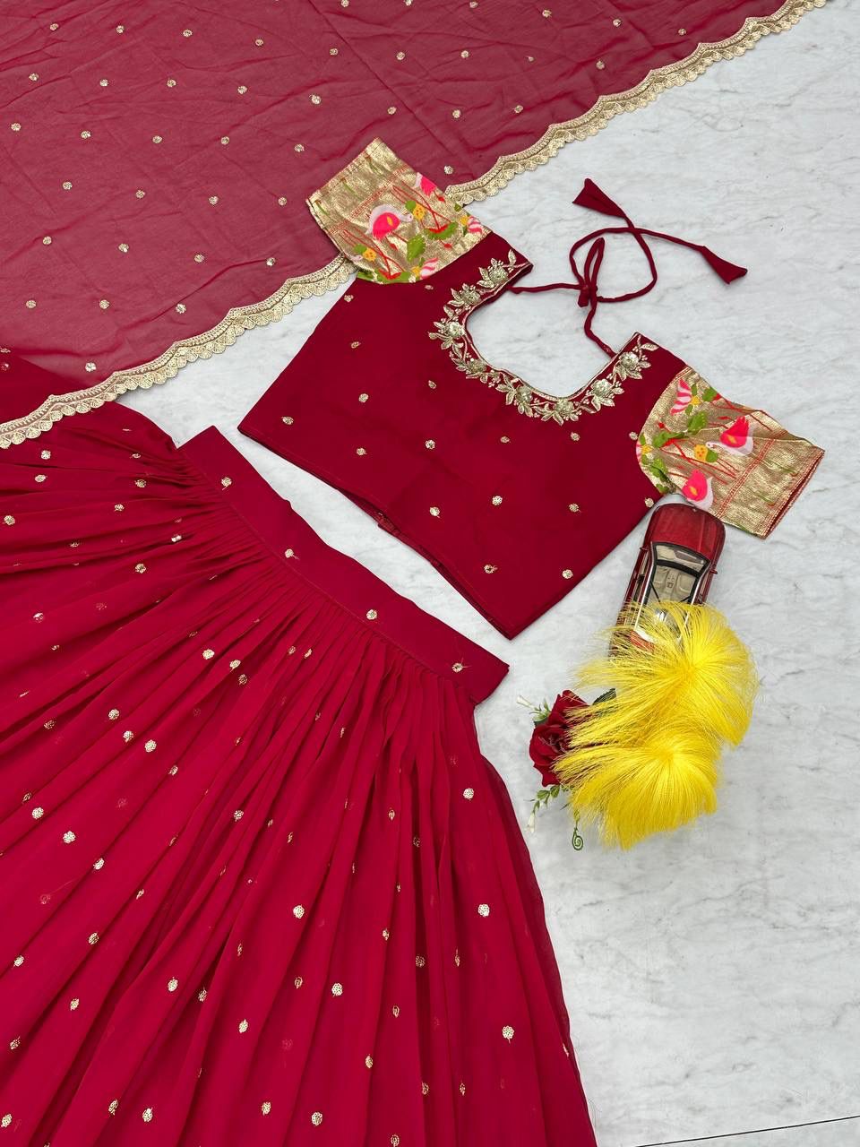 Faux Georgette Lehenga Choli with Embroidery Sequence Work
