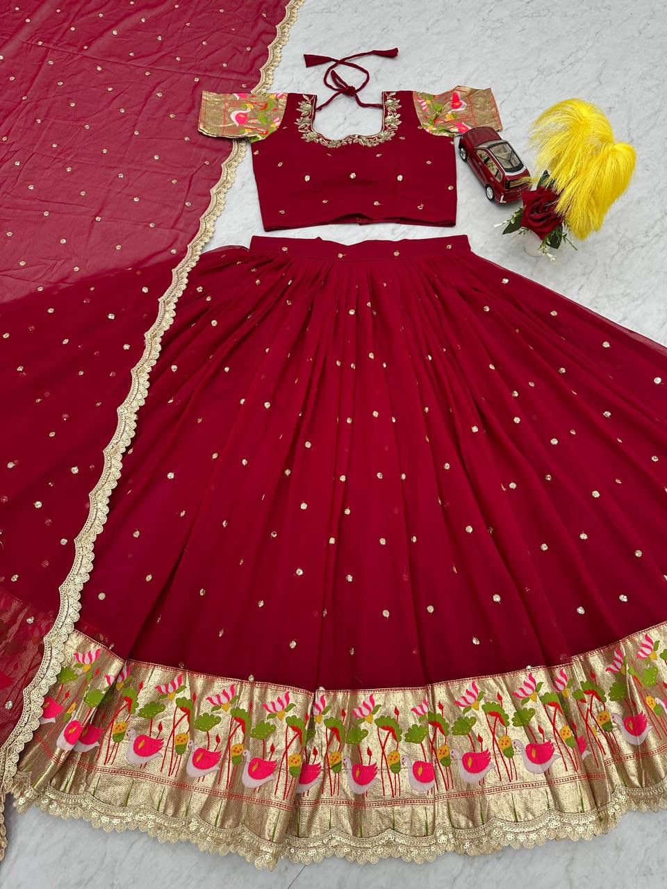 Faux Georgette Lehenga Choli with Embroidery Sequence Work