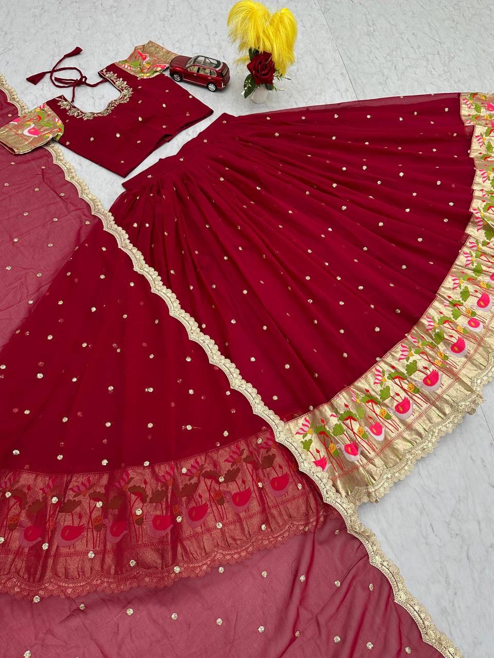Faux Georgette Lehenga Choli with Embroidery Sequence Work